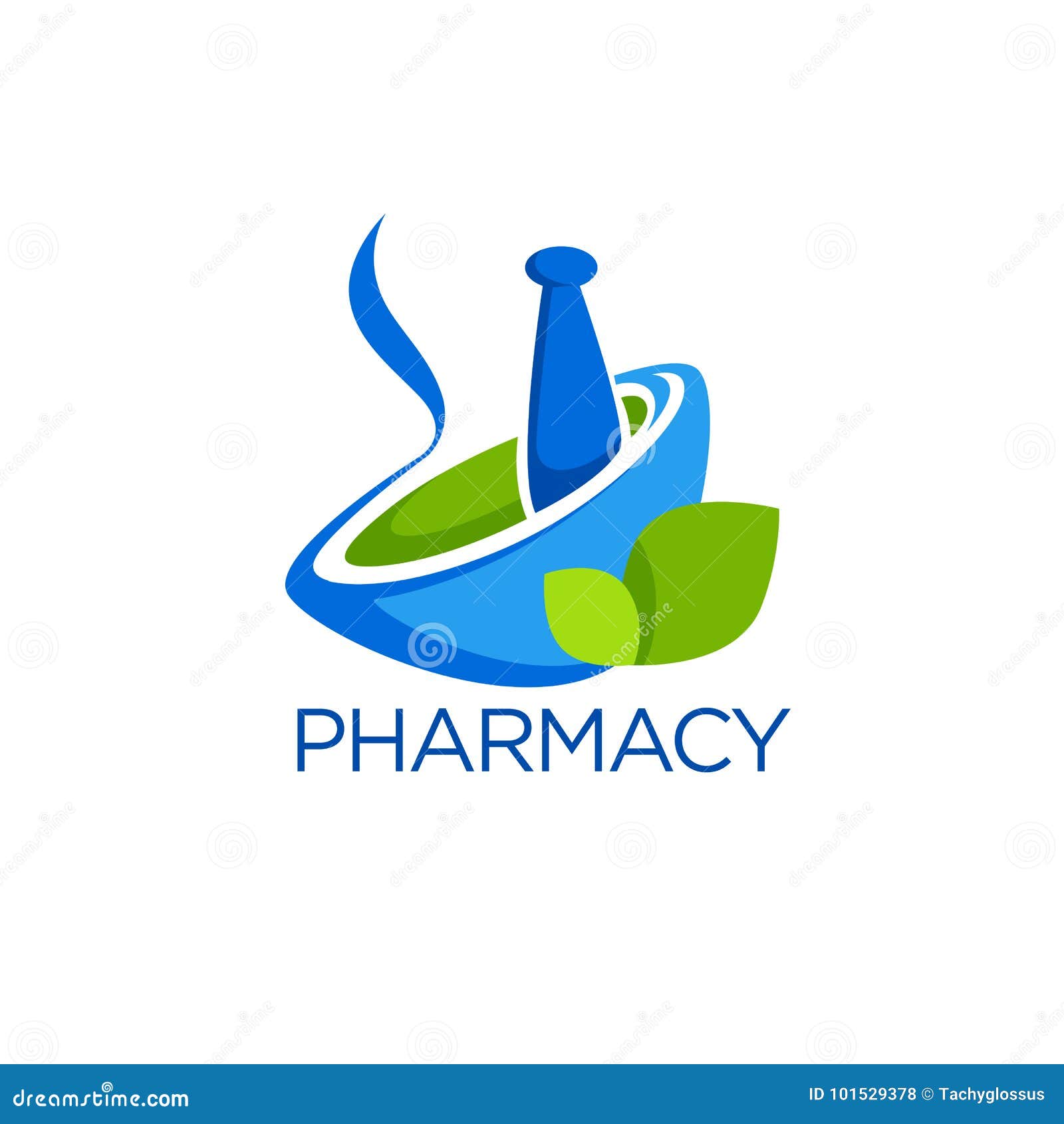eco pharmacy, glossy shine logo template with images of pounder