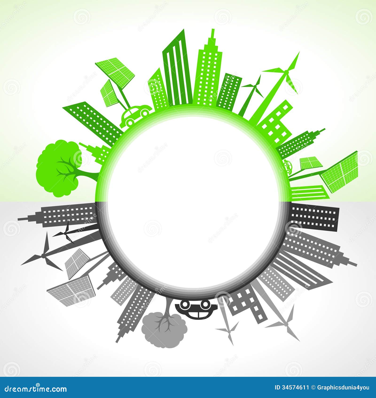 around vector circle And Polluted Vector Eco Around City Circle Stock