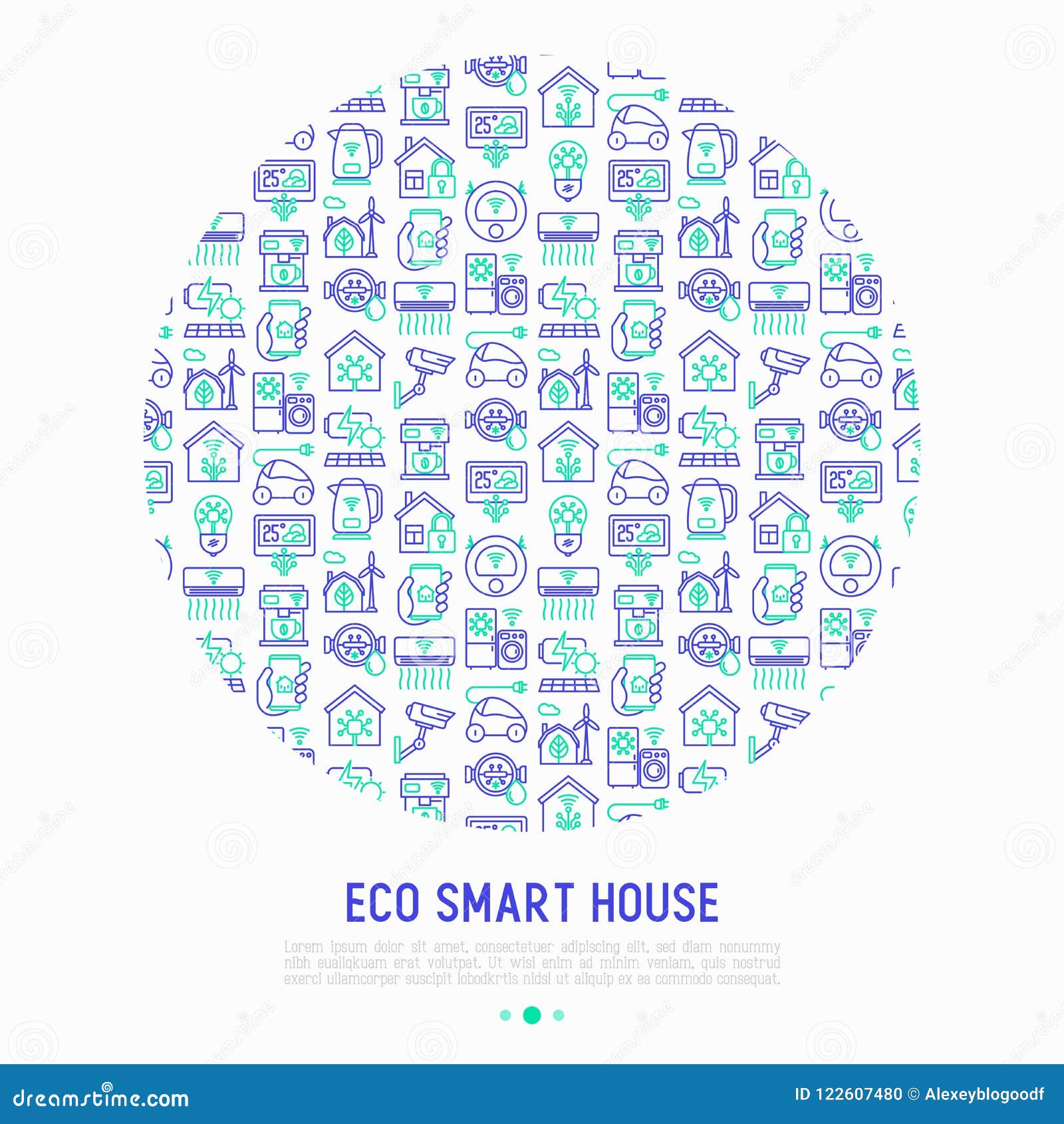 eco smart house concept in circle