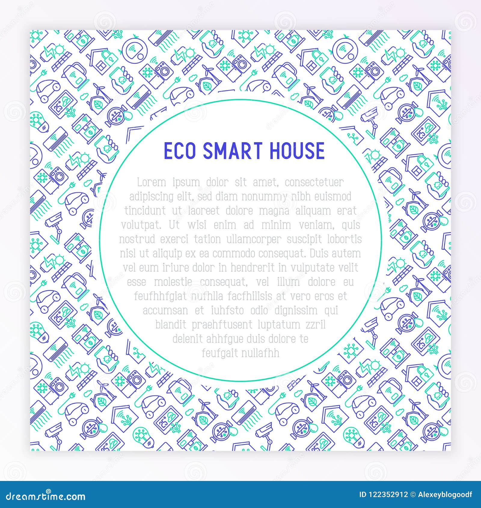 eco smart house concept with thin line icons