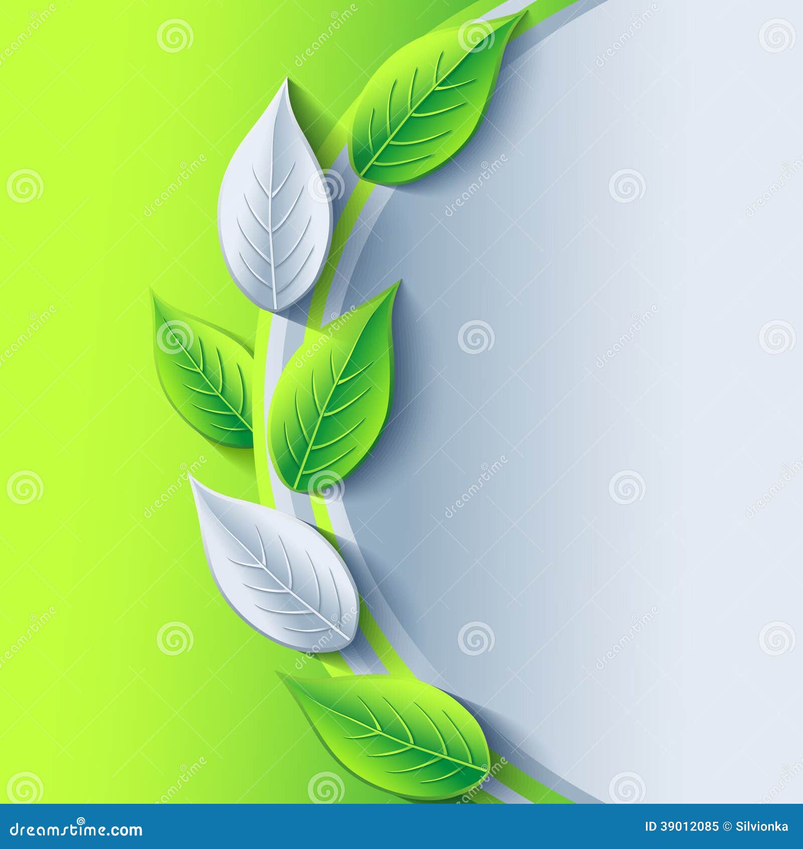 Eco Stylish Background with Green and Gray Leaf Stock Vector ...
