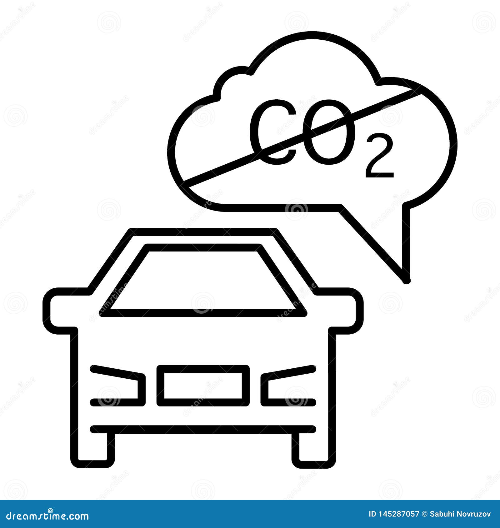 Ecological Car Thin Line Icon. No CO2 Vehicle Illustration Isolated on ...