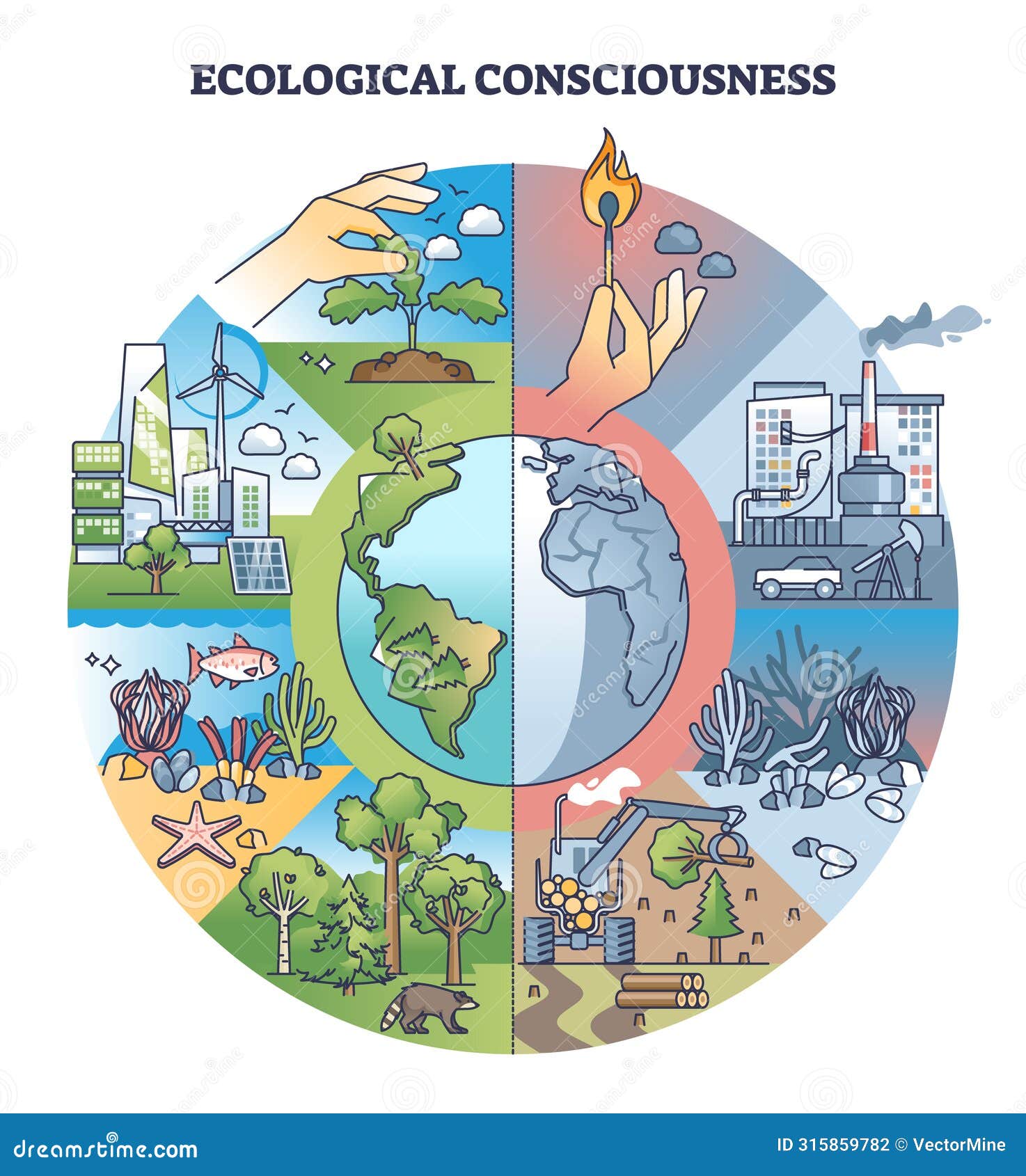 ecological consciousness and nature protection awareness outline concept