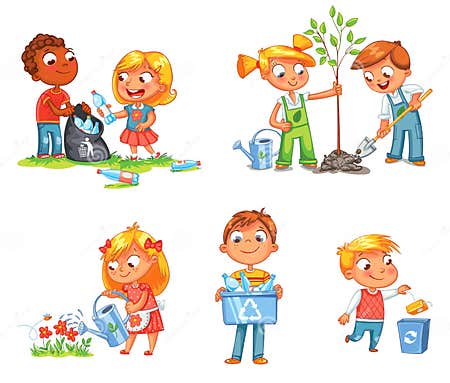 Ecological Kids Design. Funny Cartoon Character Stock Vector ...