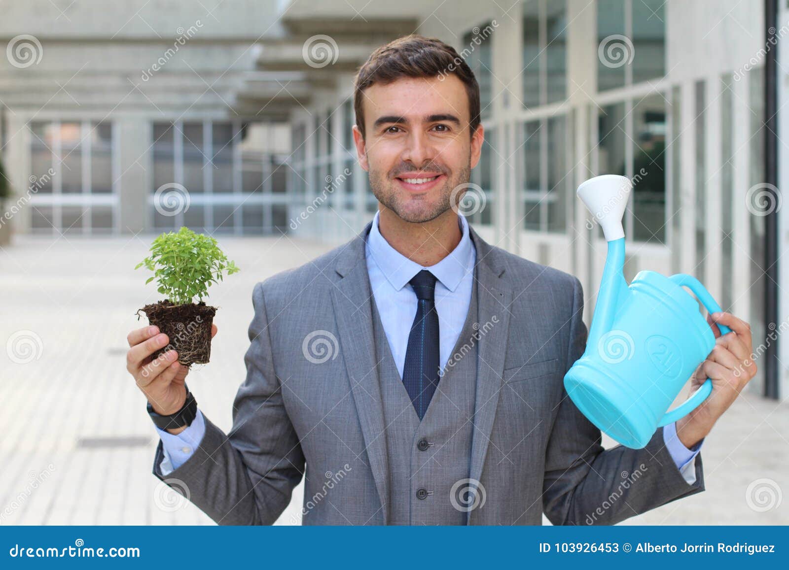 Ecologist about To Take Care of a Plant Stock Image Image of concept