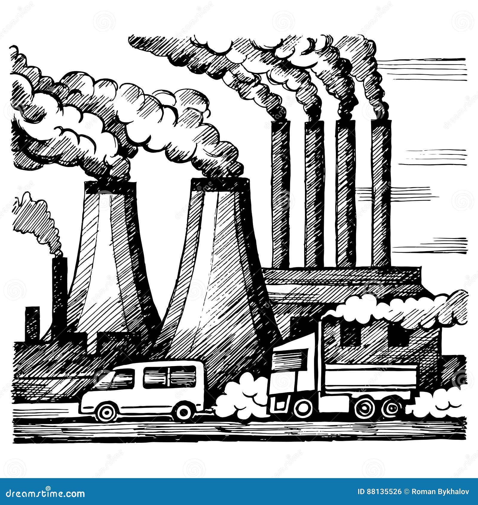 Premium Vector  Factory hand drawn outline doodle icon air pollution by  smoke coming out of factory chimneys vector sketch illustration for print  web mobile and infographics isolated on white background