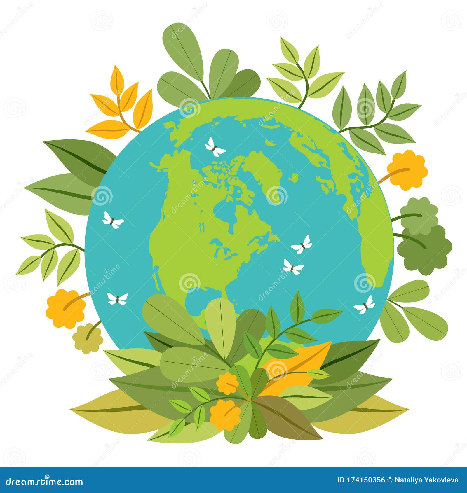 Ecology Concept. Green Planet. Earth Day Stock Vector Illustration ecosystem, 174150356