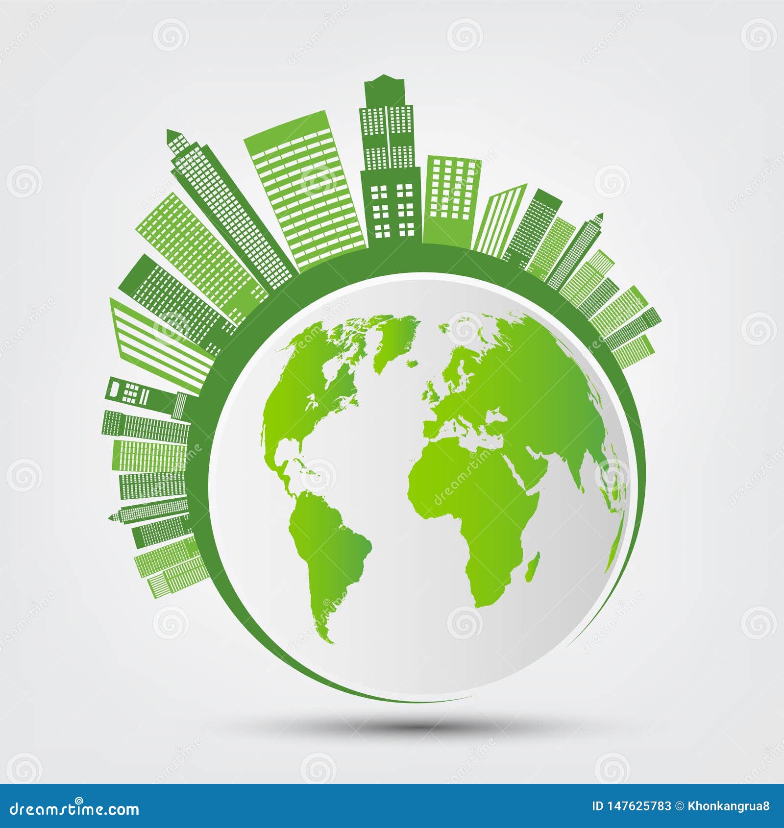 ecology and environmental concept,earth  with green leaves around cities help the world with eco-friendly ideas,