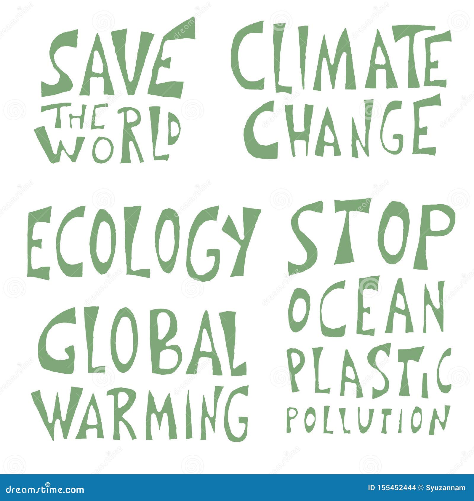 Ecology Set of Quotes. Vector Color Illustration. Stock Vector