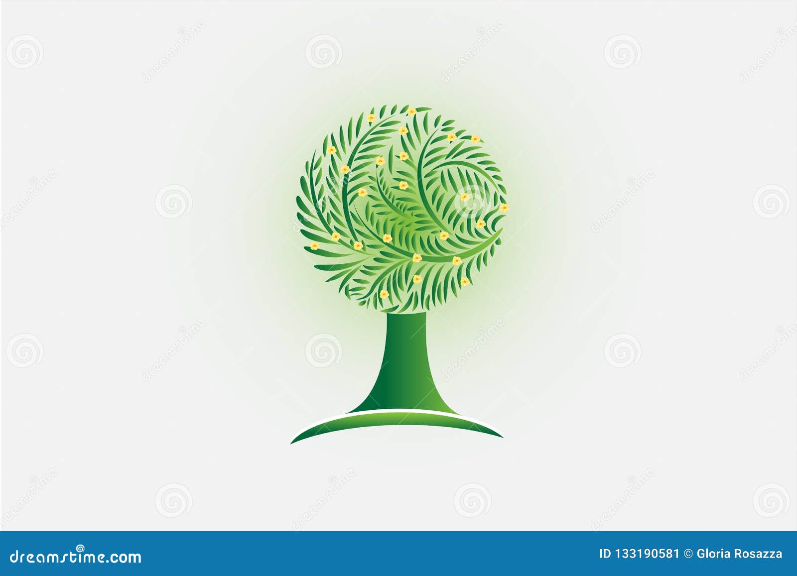 Ecology Tree And Yellow Flowers Logo Vector Id Card Image Stock Vector Illustration Of Flower Corporation