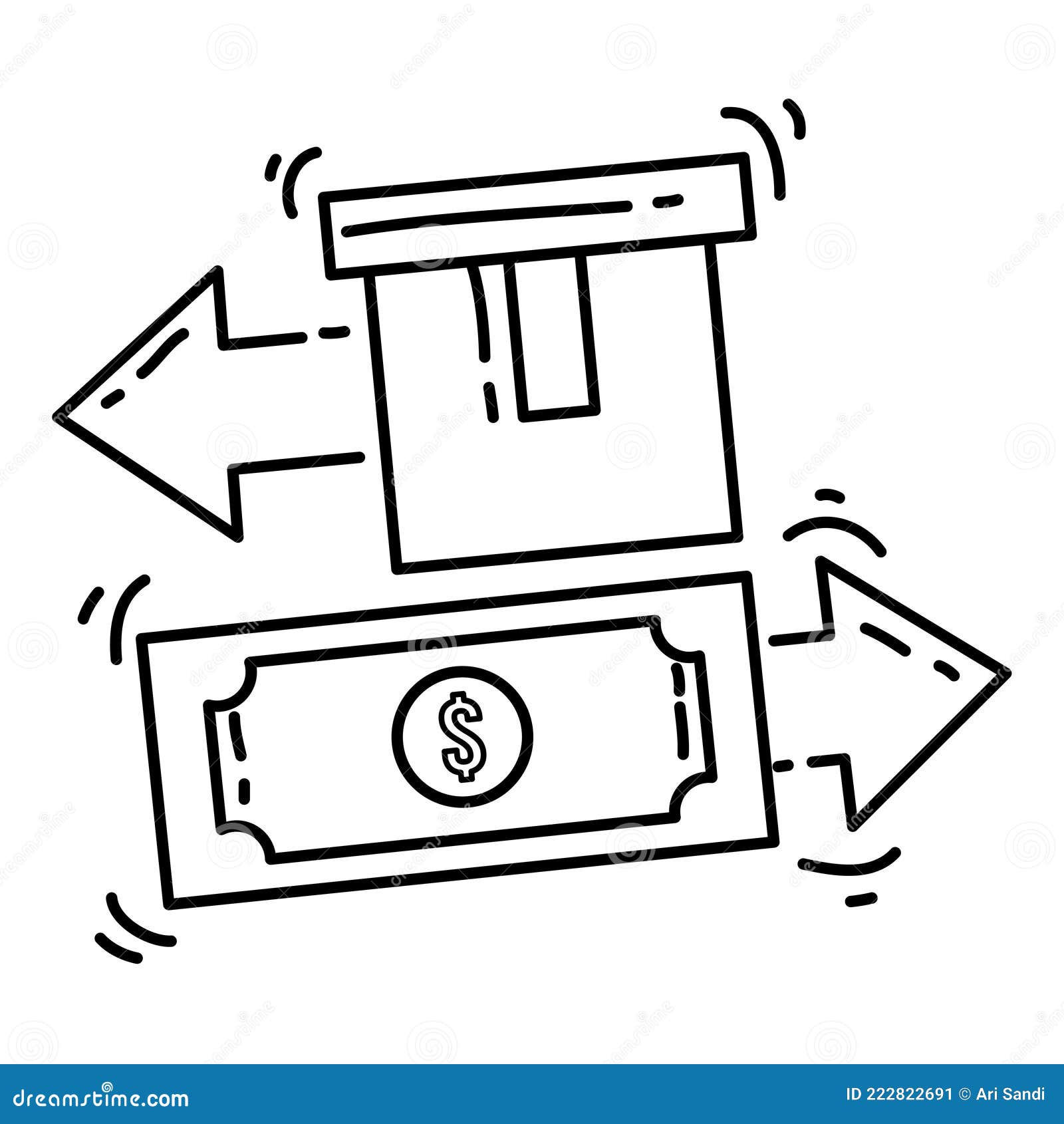 E-commerce catalog icon. hand drawn icon set, outline black