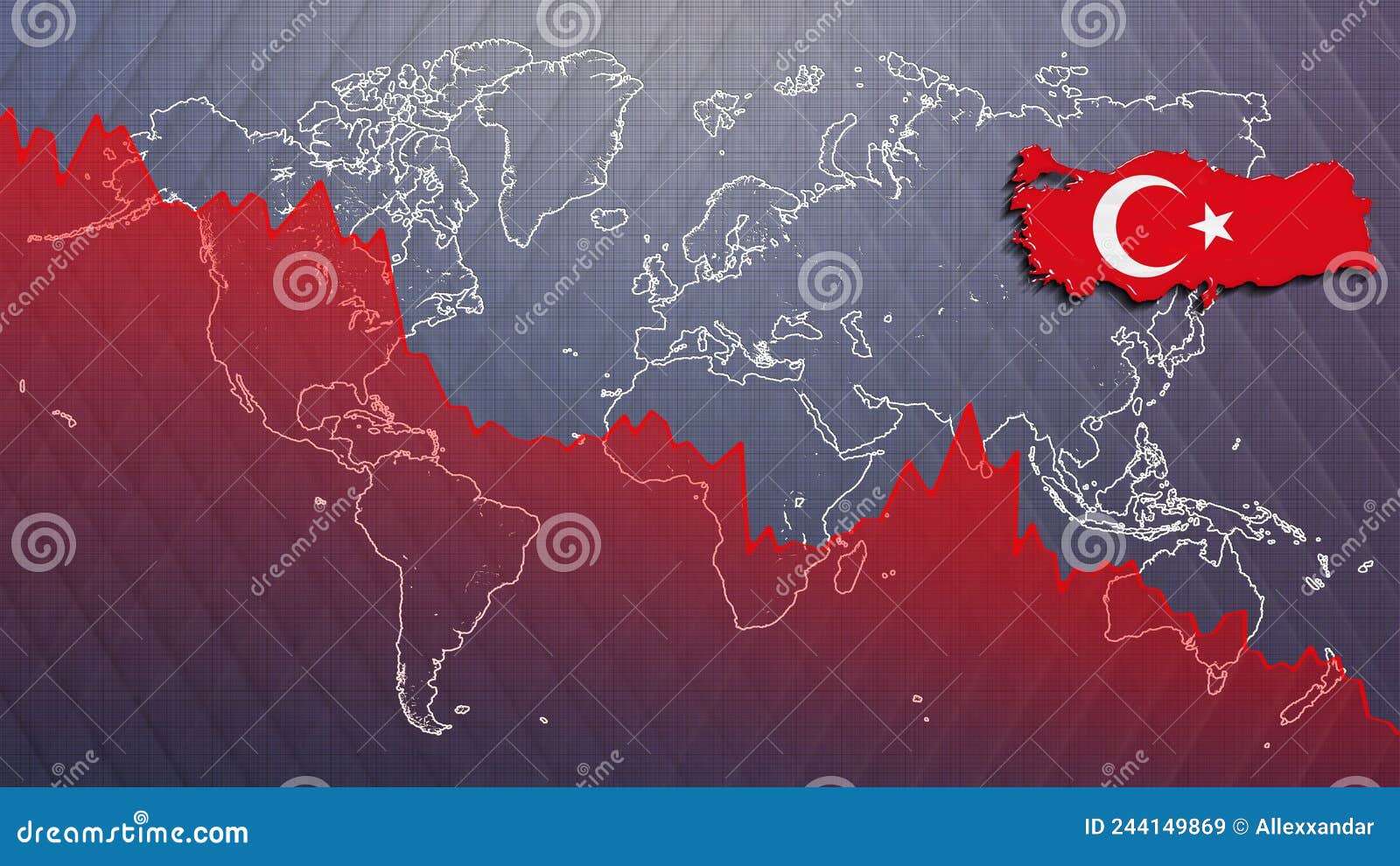 Economic Crisis Turkey Map and Flag Stock Illustration Illustration of business, depression