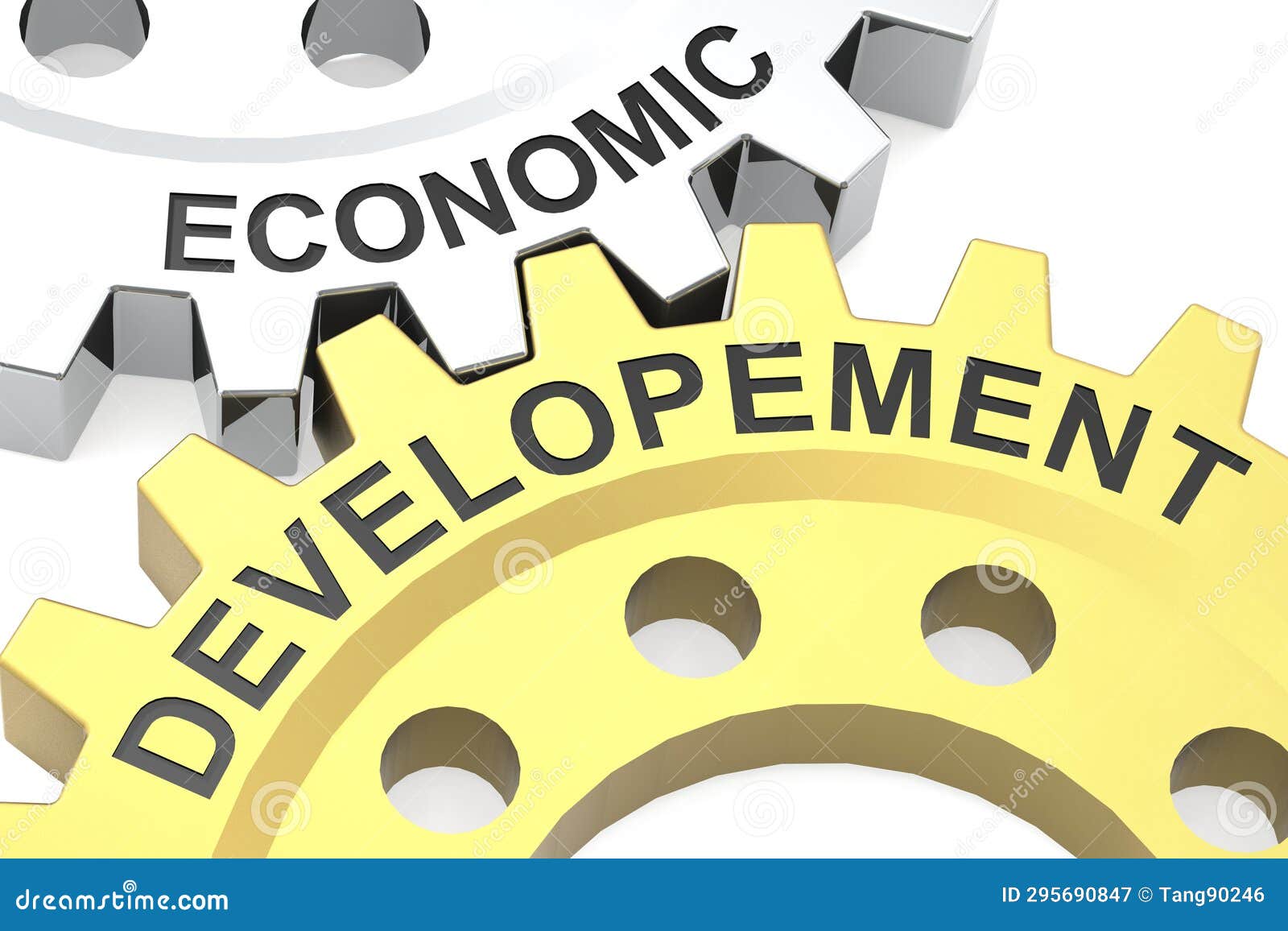 Economic Development Word on Metal Gear Stock Illustration