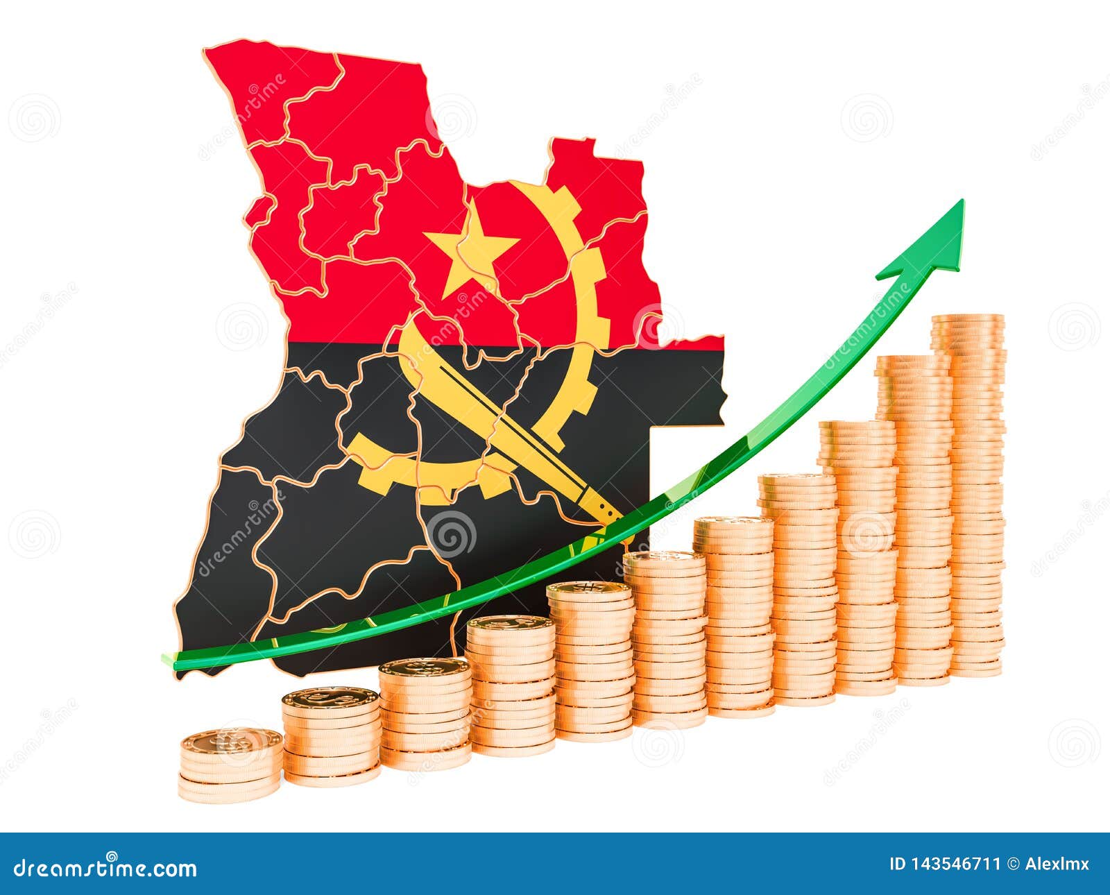 Economic Growth in Angola Concept, 3D Rendering Stock Illustration