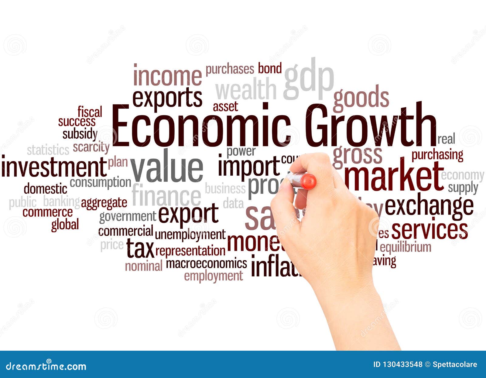 Economic Growth Word Cloud Hand Writing Concept Stock Illustration