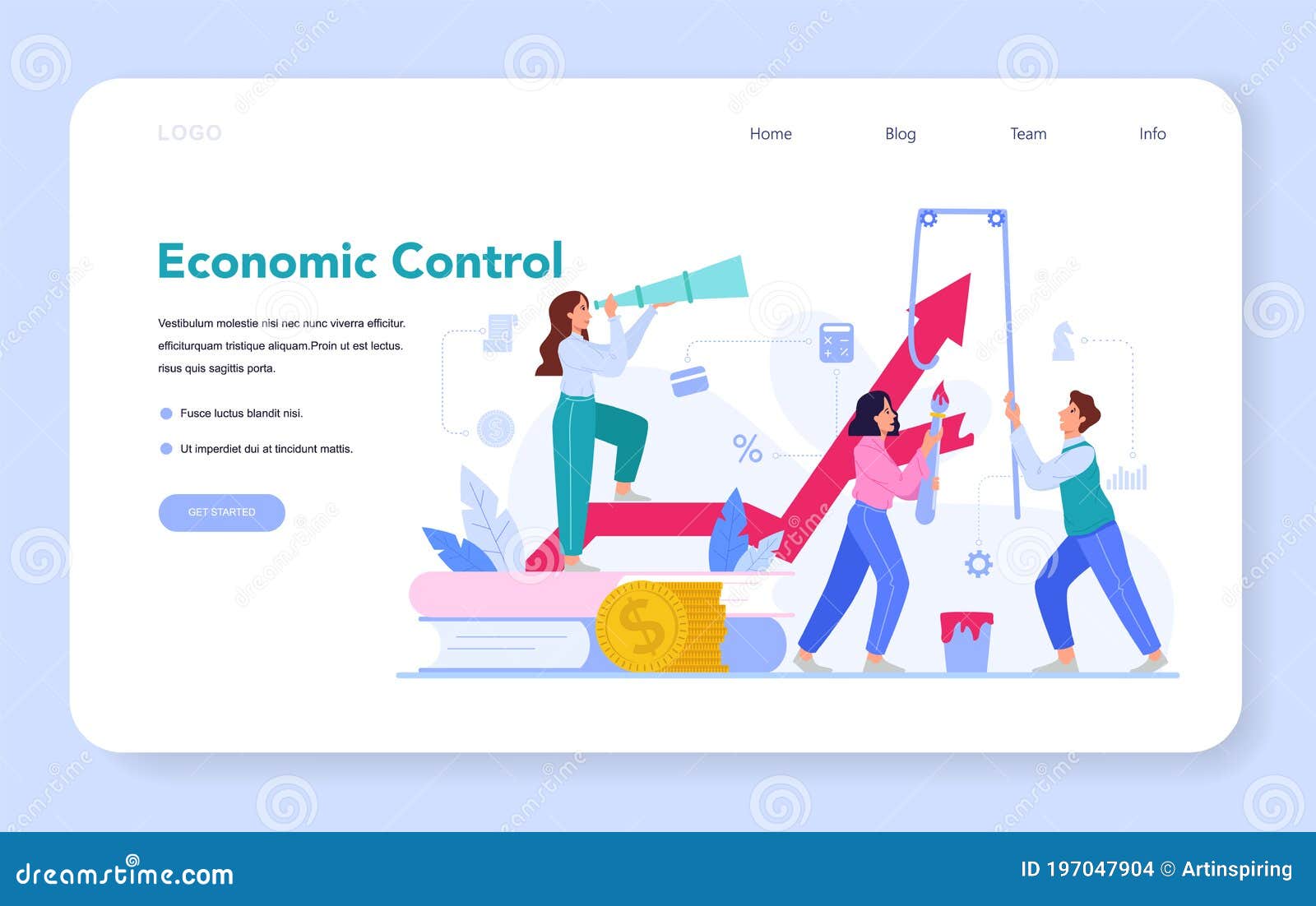 economists web banner or landing page. economic control.