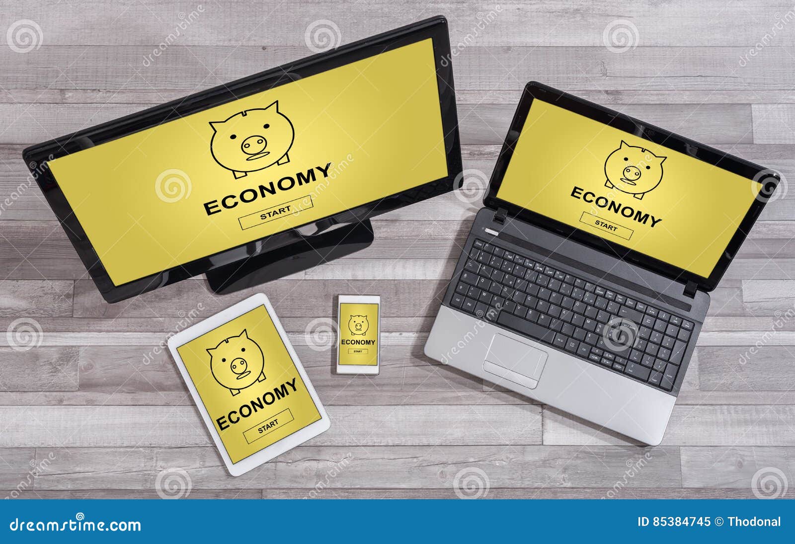 Economy Concept on Different Devices Stock Image Image of finance