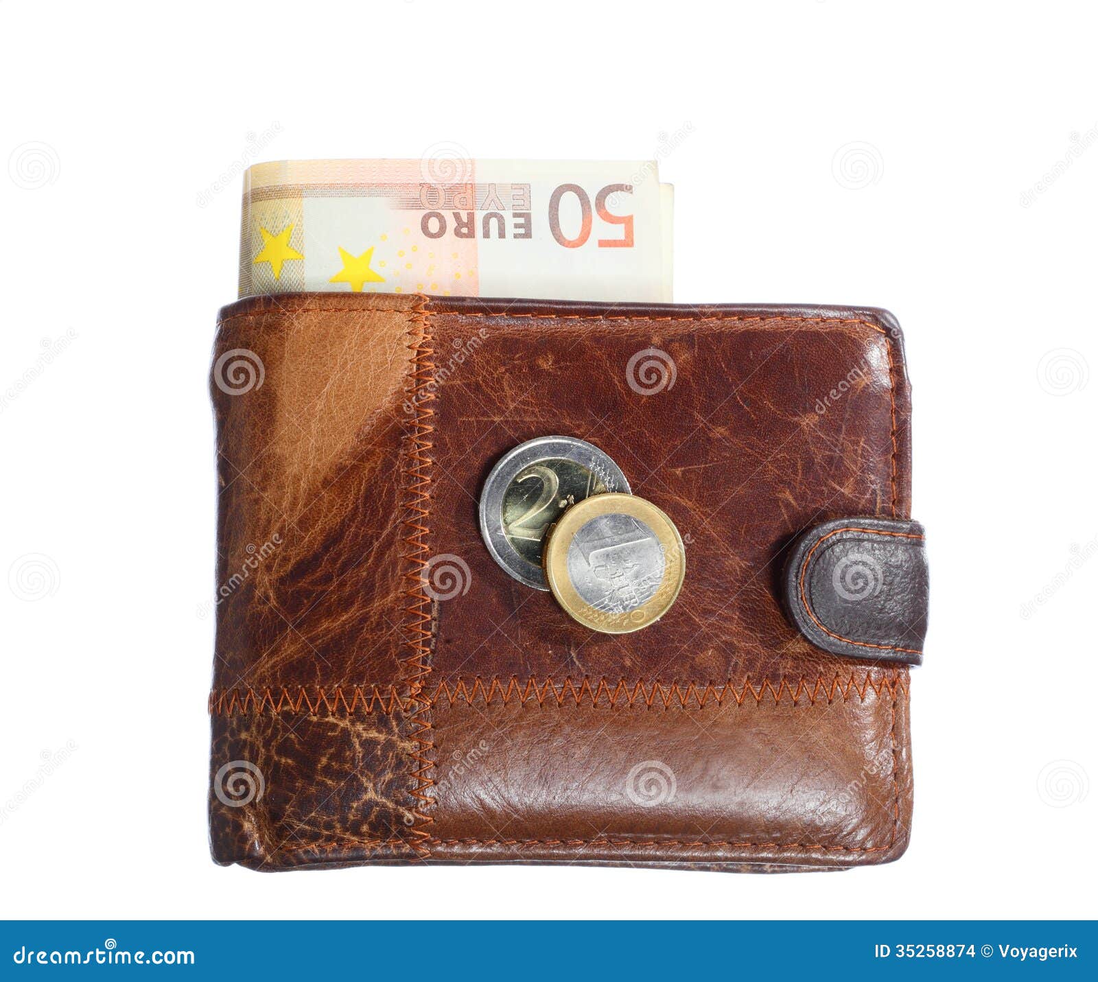 Economy And Finance. Wallet With Euro Banknote Isolated Stock Photo - Image of european, leather ...