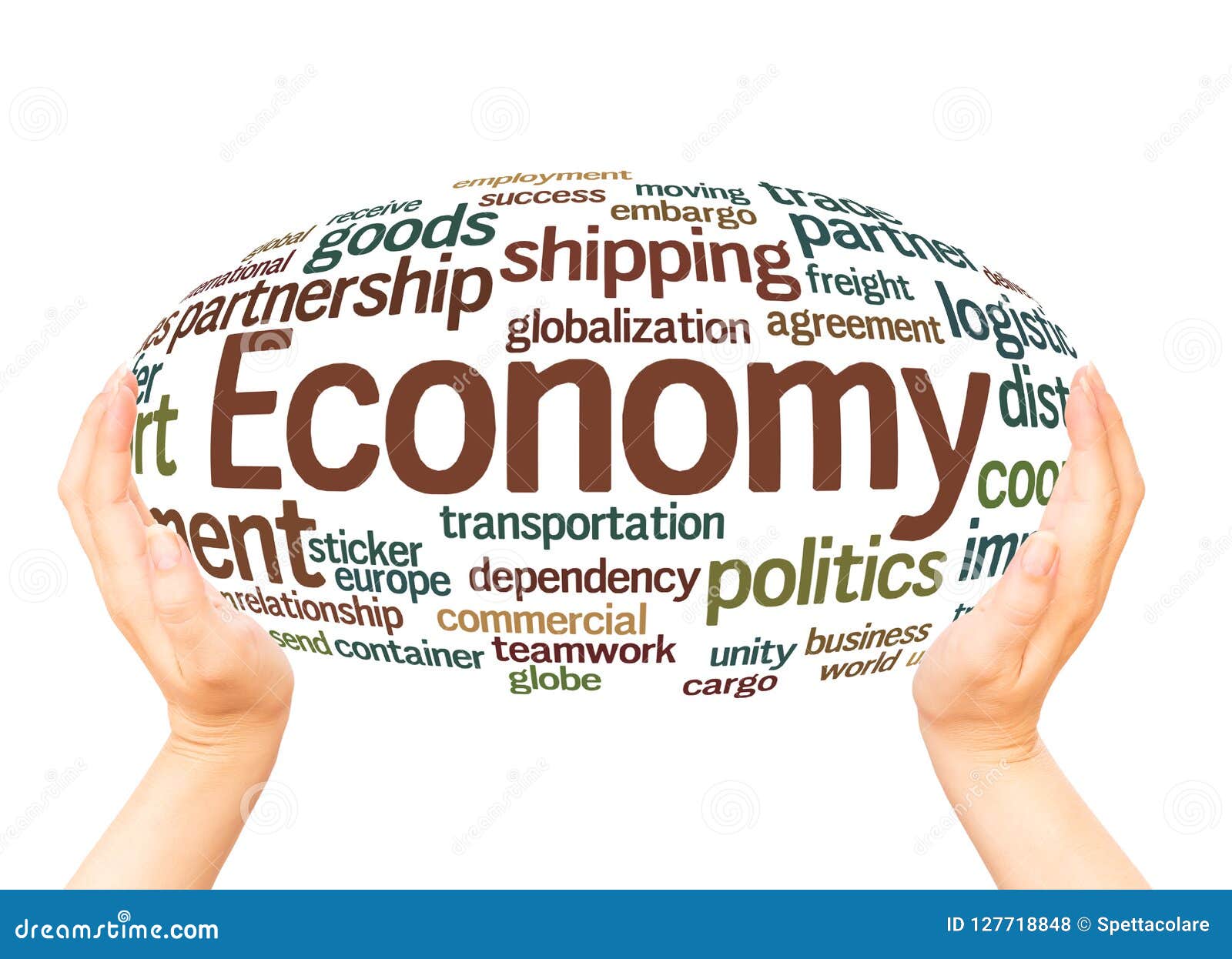 Economy Word Cloud Hand Sphere Concept Stock Illustration