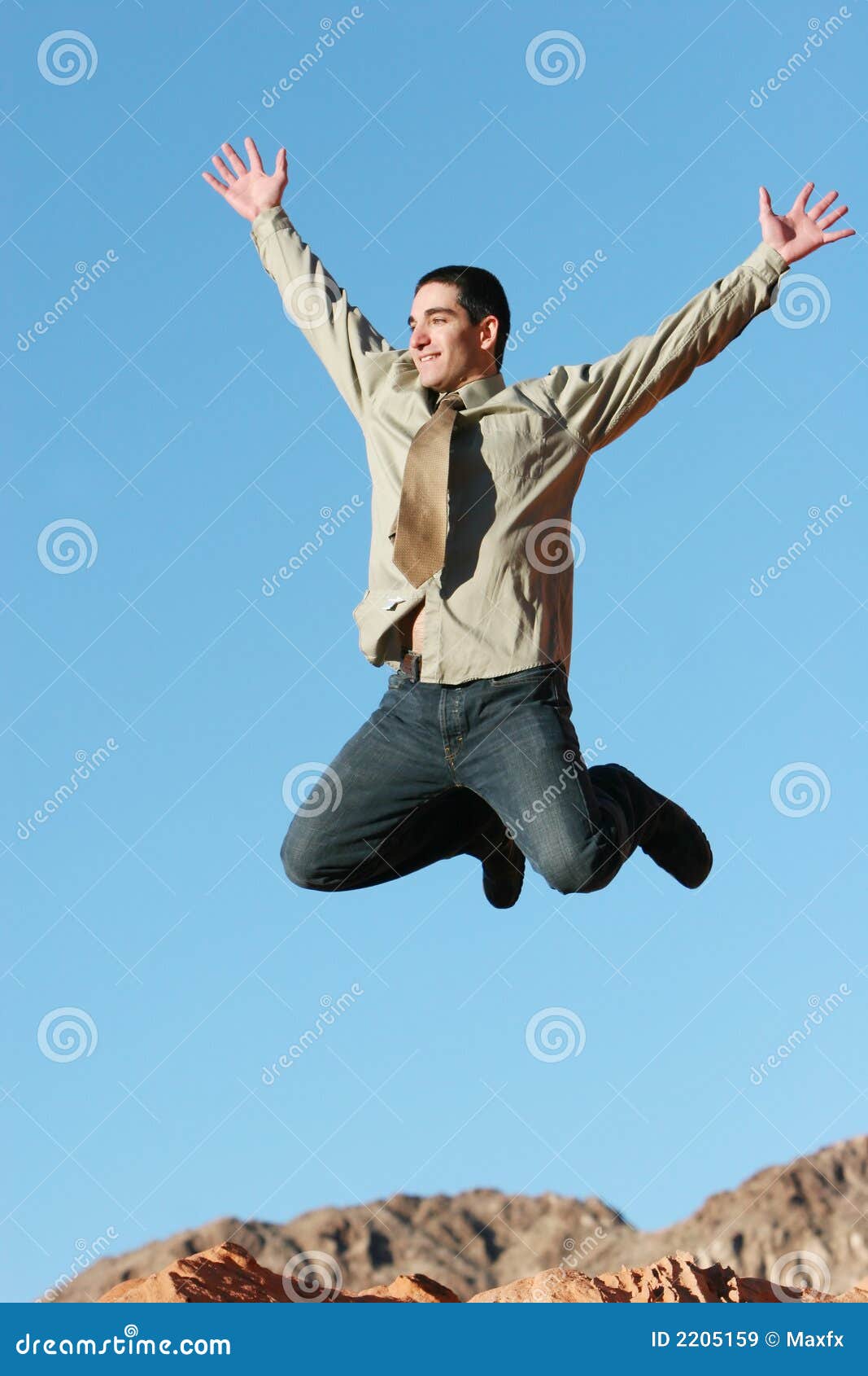 ecstatic businessman jumping