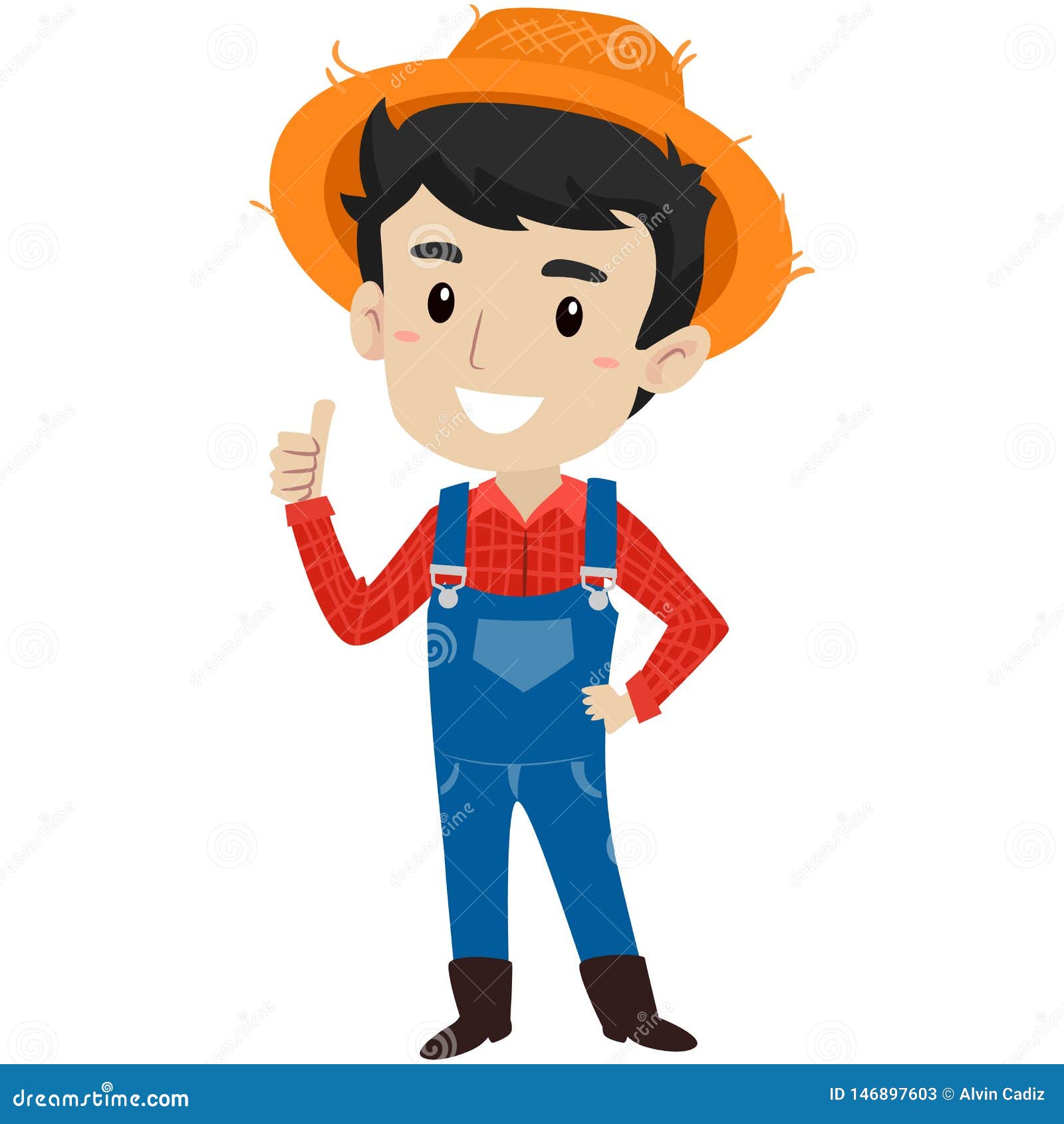 Ector Illustration of a Farmer Showing Thumbs Up Gesture Stock Vector ...