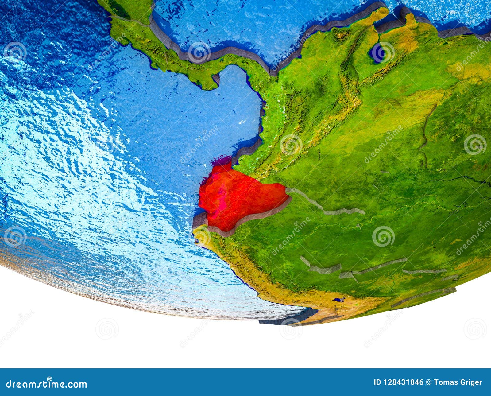Ecuador en la tierra 3D foto de archivo. Imagen de globo 128431846