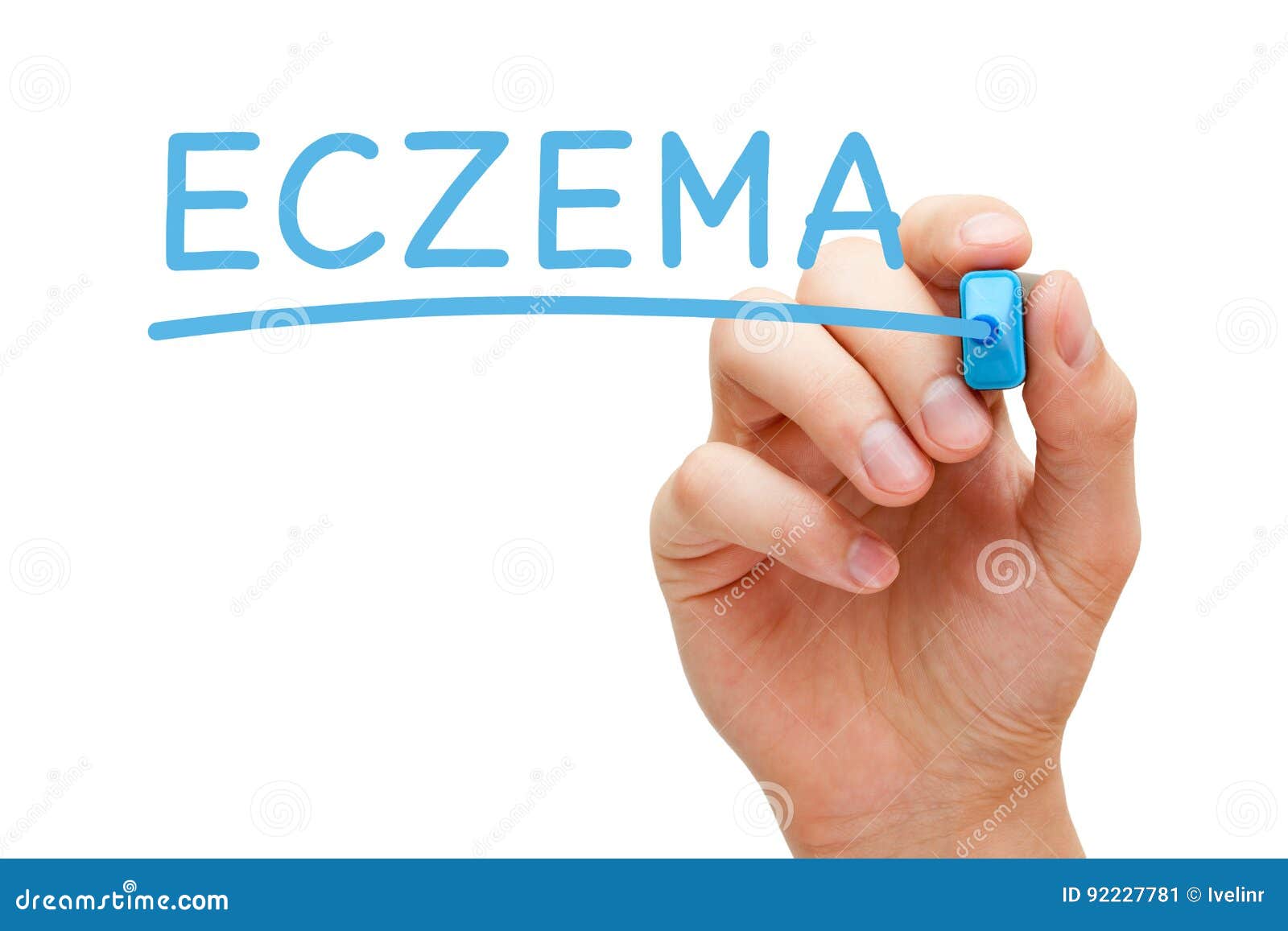 eczema handwritten with blue marker