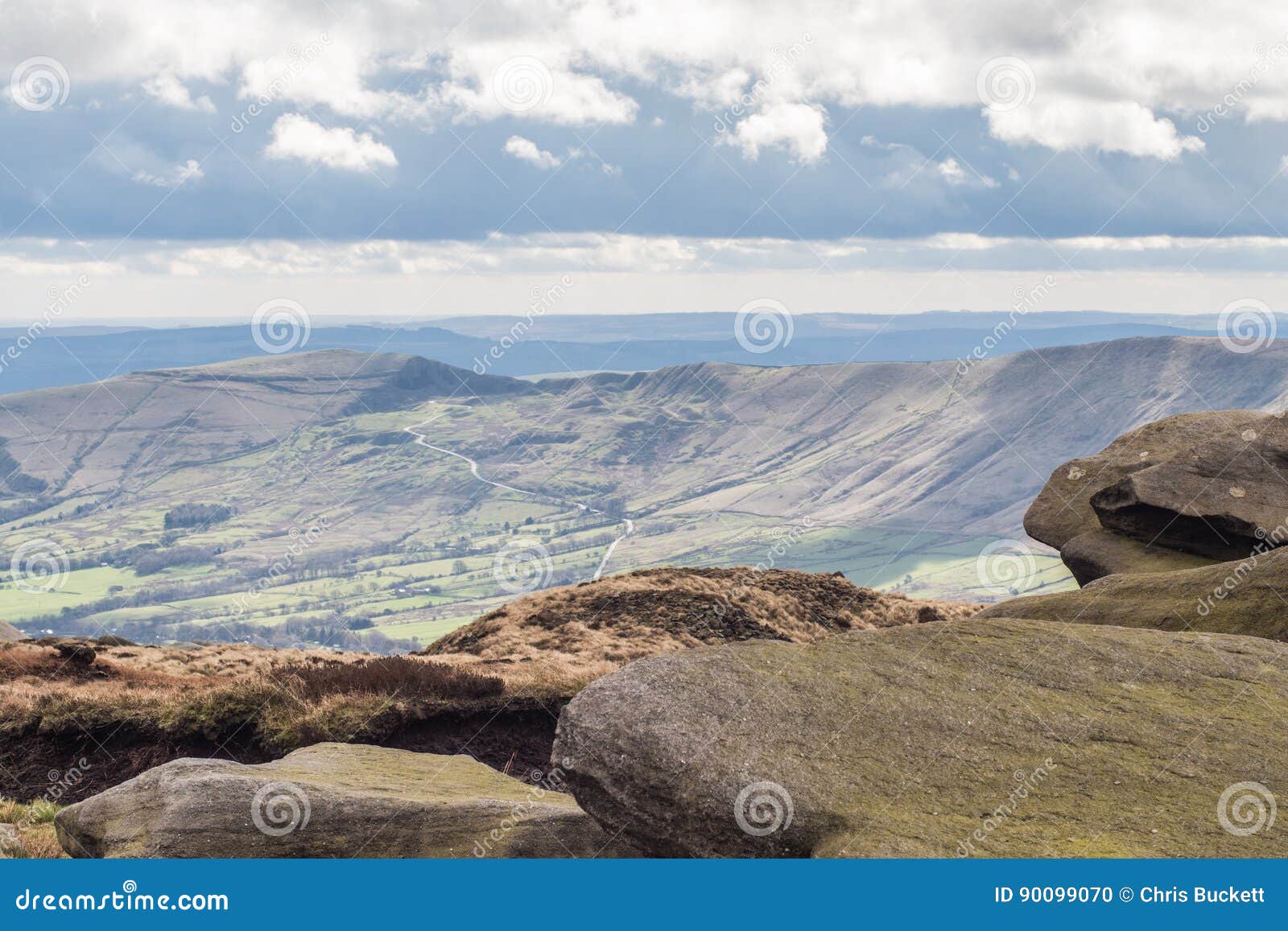 Edale Valley from Kinder stock photo. Image of edale 90099070