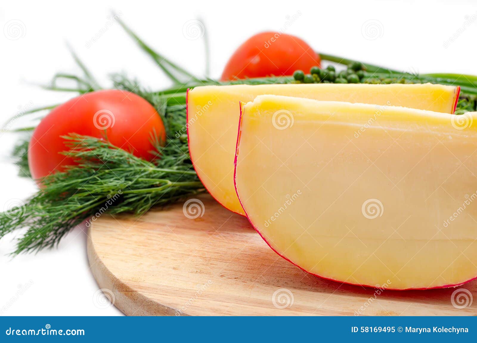 Edam Cheese and a Piece on Cutting Board Stock Image Image of hard
