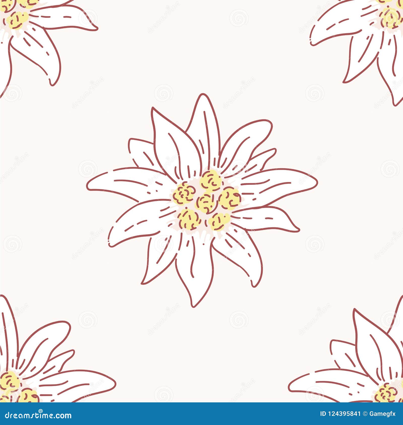 edelweiss flower seamless pattern, tile  alpinism alps germany logo