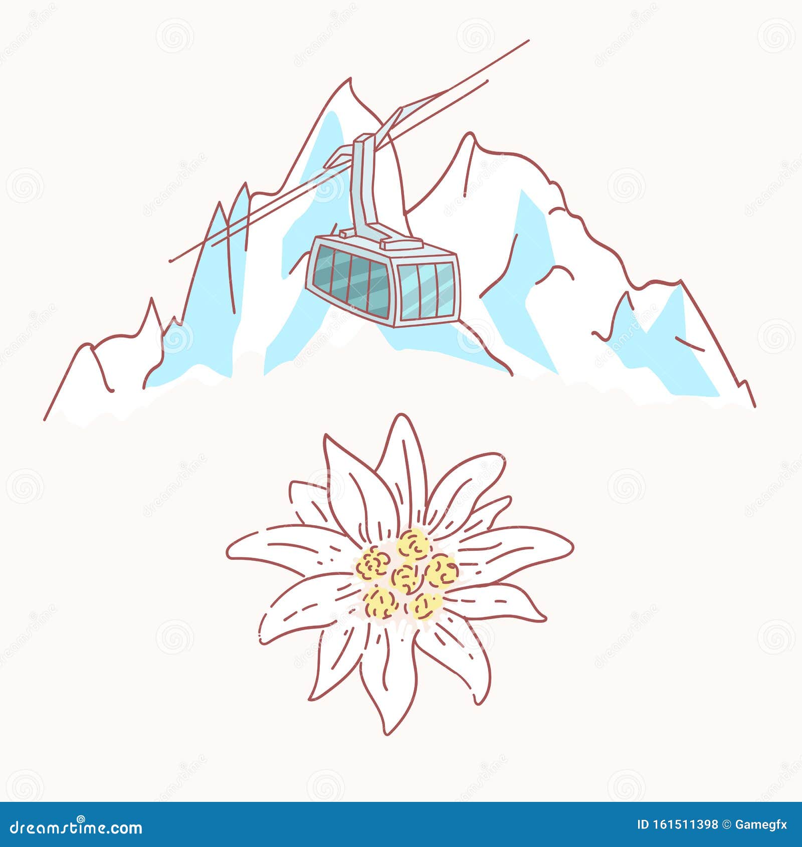 edelweiss mountains gondola flower  alpinism alps germany logo set