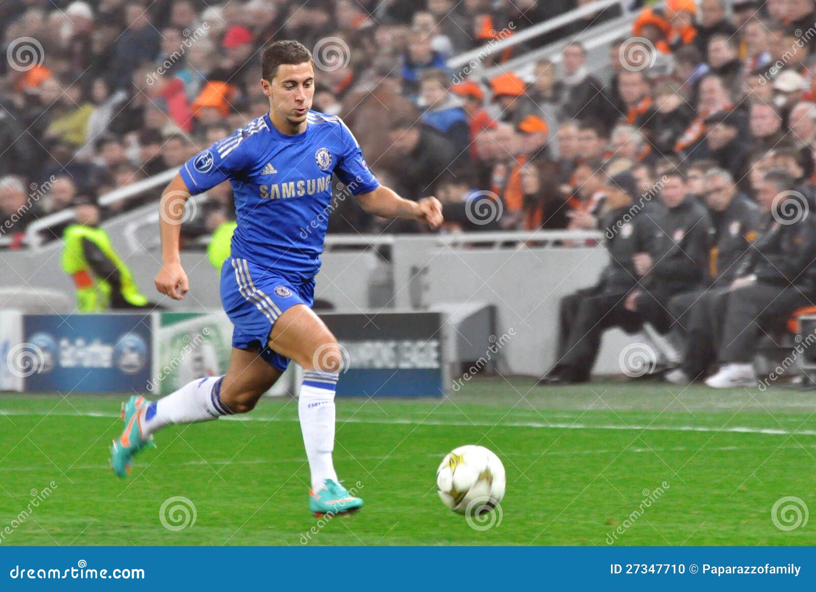 Eden Hazard Runs Across the Field Chasing the Ball Editorial Image