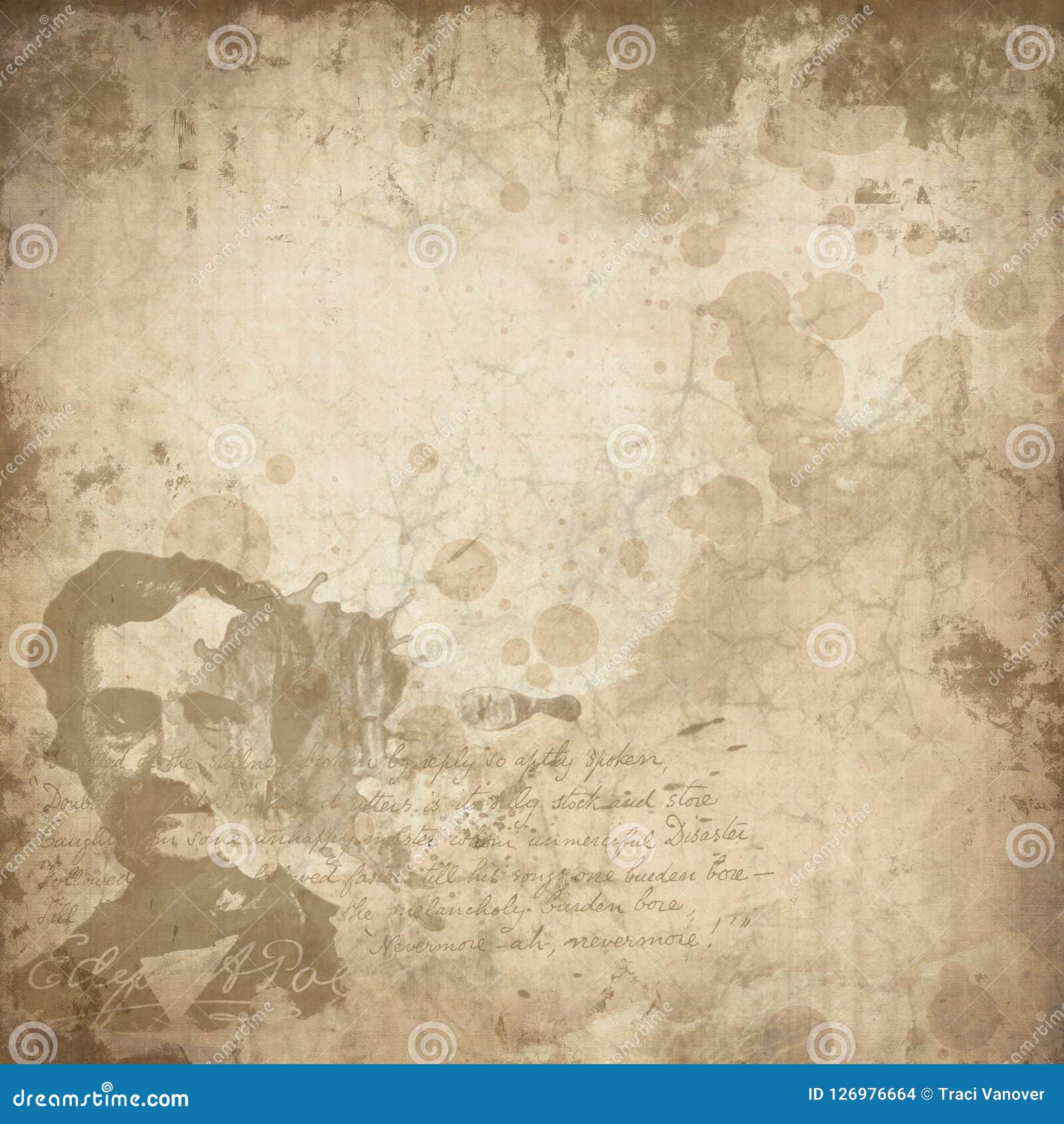 Edgar Allan Poe Distressed Collage Background Macabre Goth Halloween Dark Humor Stock Illustration Illustration Of Dark Scrapbooking 126976664