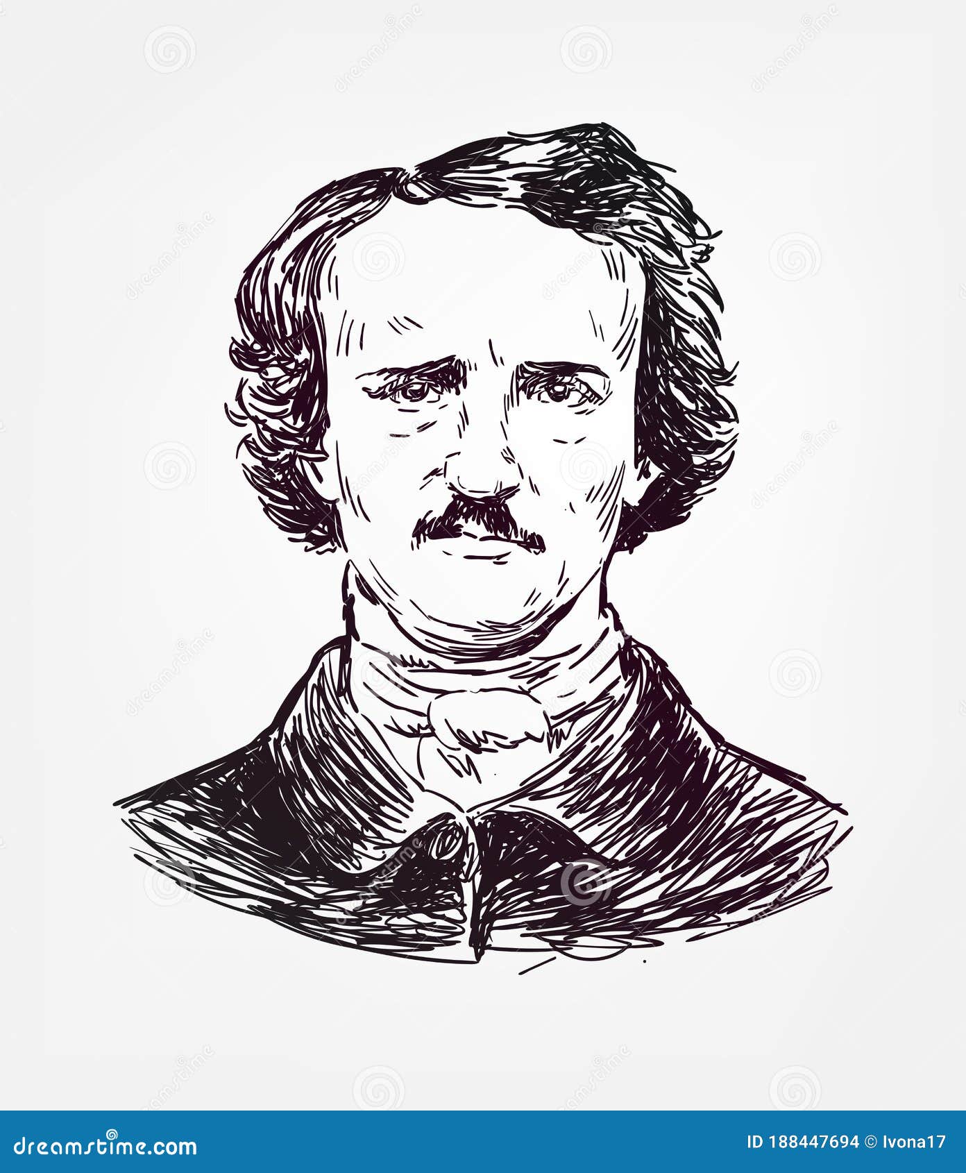 Edgar Allan Poe Vector Sketch Illustration Portrait Editorial Stock Image -  Illustration of color, vector: 188447694