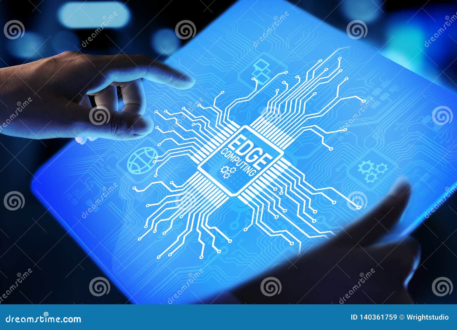 edge computing modern it technology on virtual screen concept.