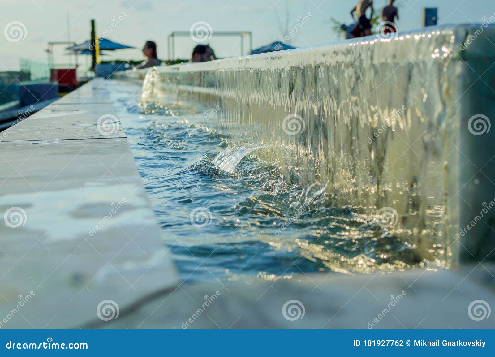 Edge of Overflow Swimming Pool. Water Cascade Stock Photo Image of