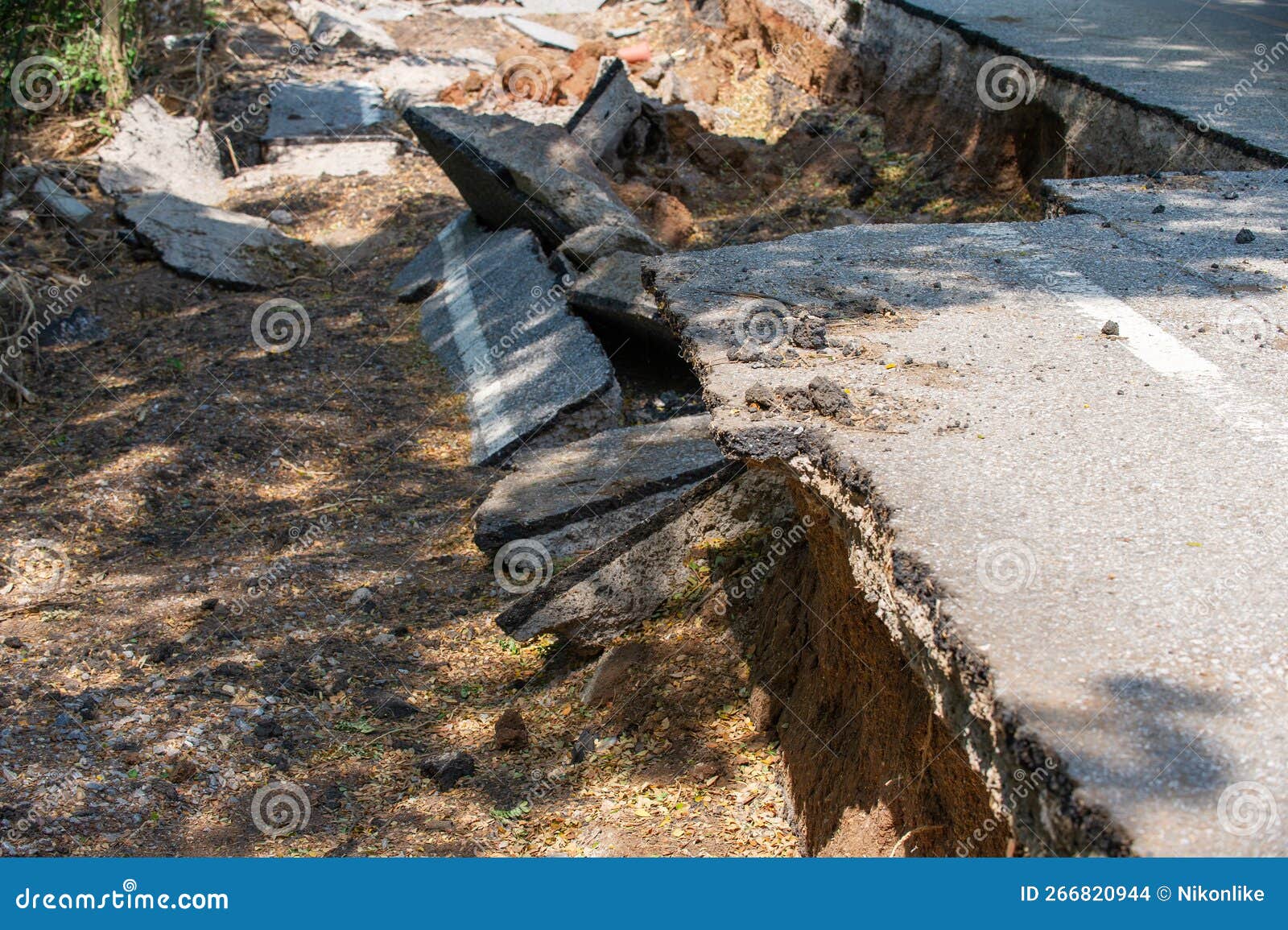 Edge of a Road that Has Been Eroded by Water. Stock Photo Image of
