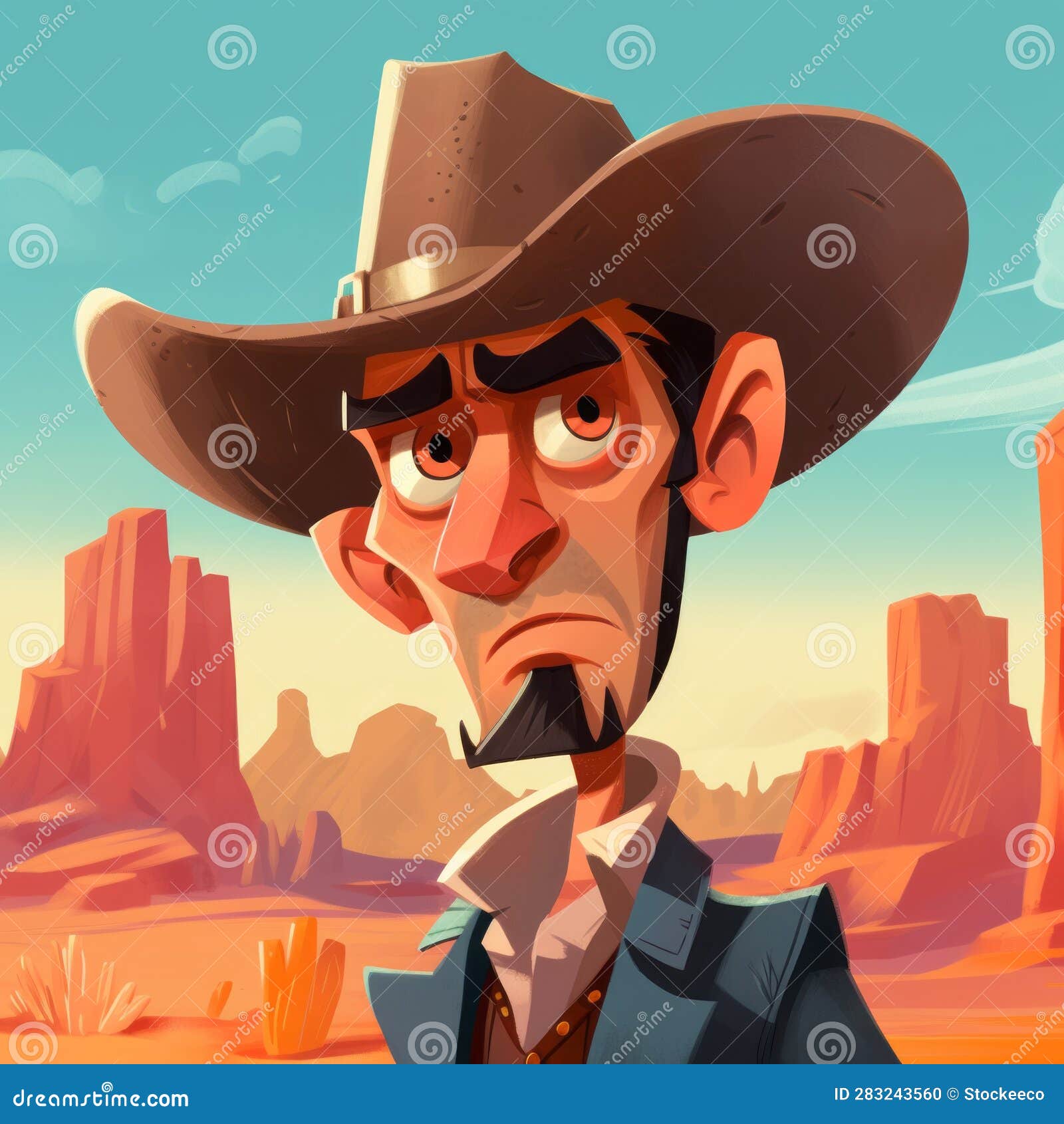 edgy caricature cowboy in western landscape nft