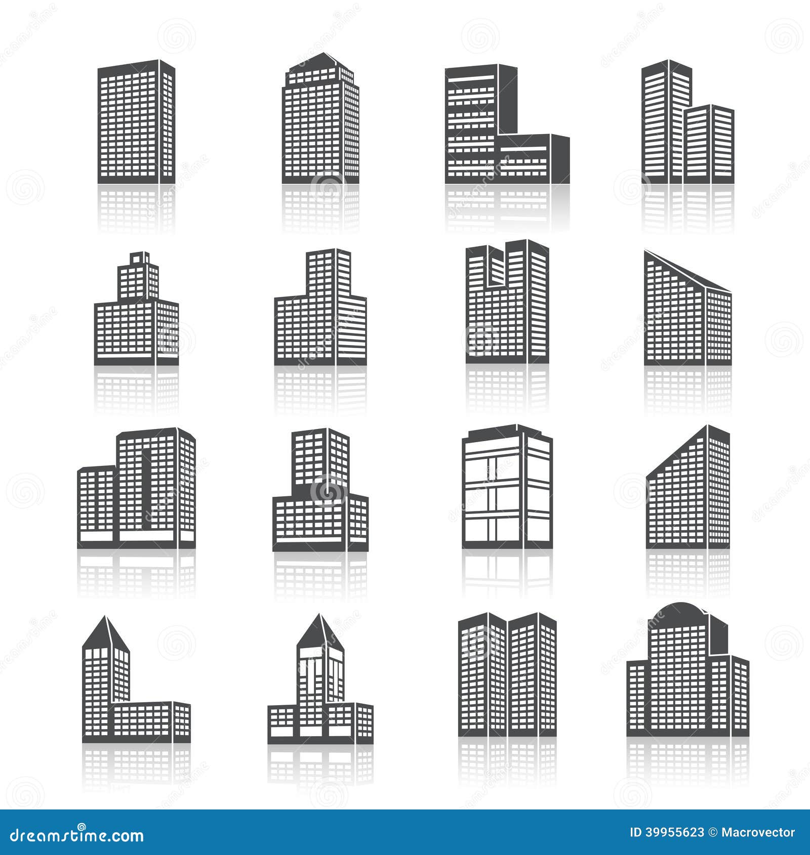 edifice buildings icons set