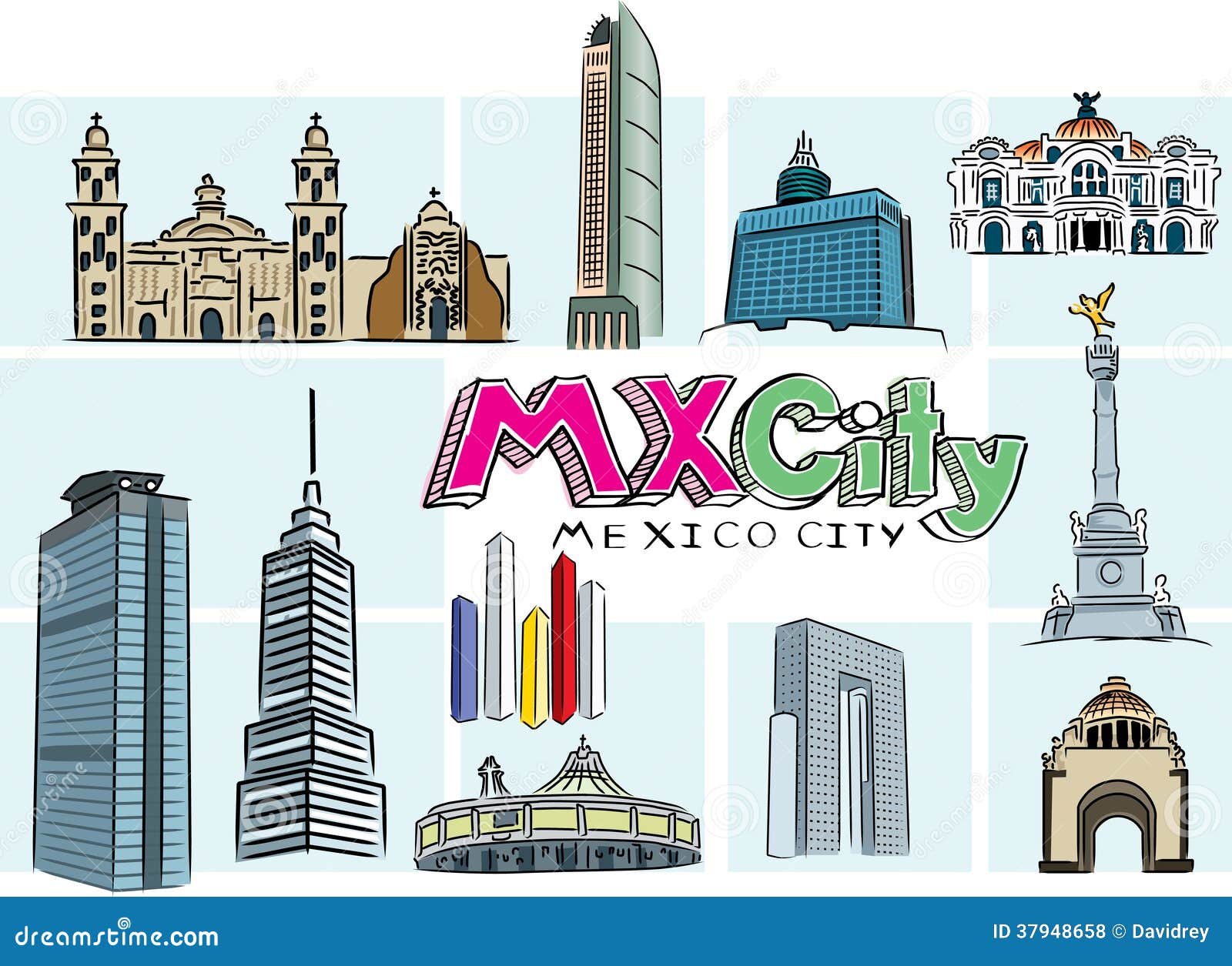 Edificios De Ciudad De México Ilustración del Vector - Ilustración de  independencia, torre: 37948658