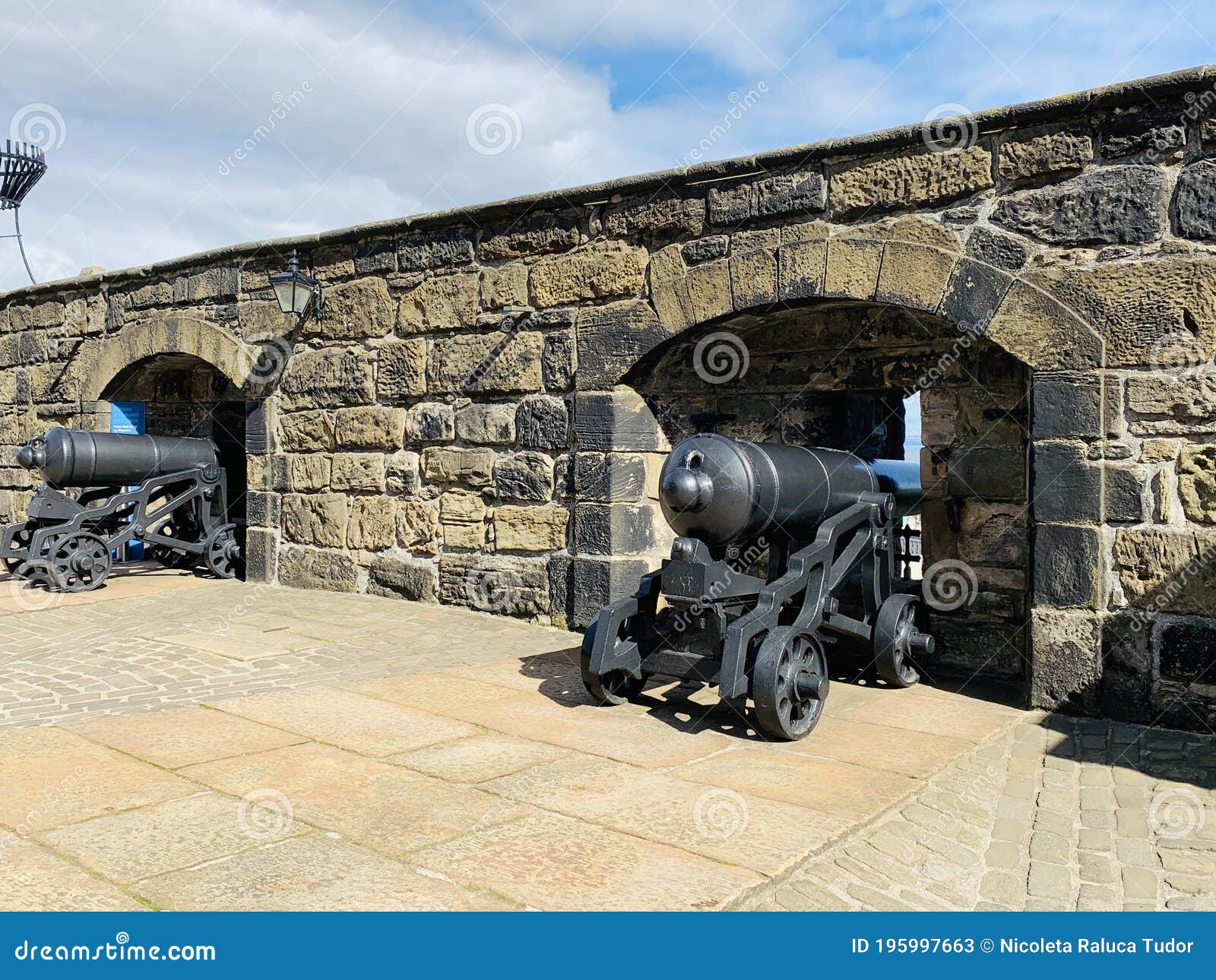 cannons of the edinburgh castle a historic fortress which dominates the skyline of the capital city of scotland, from its position