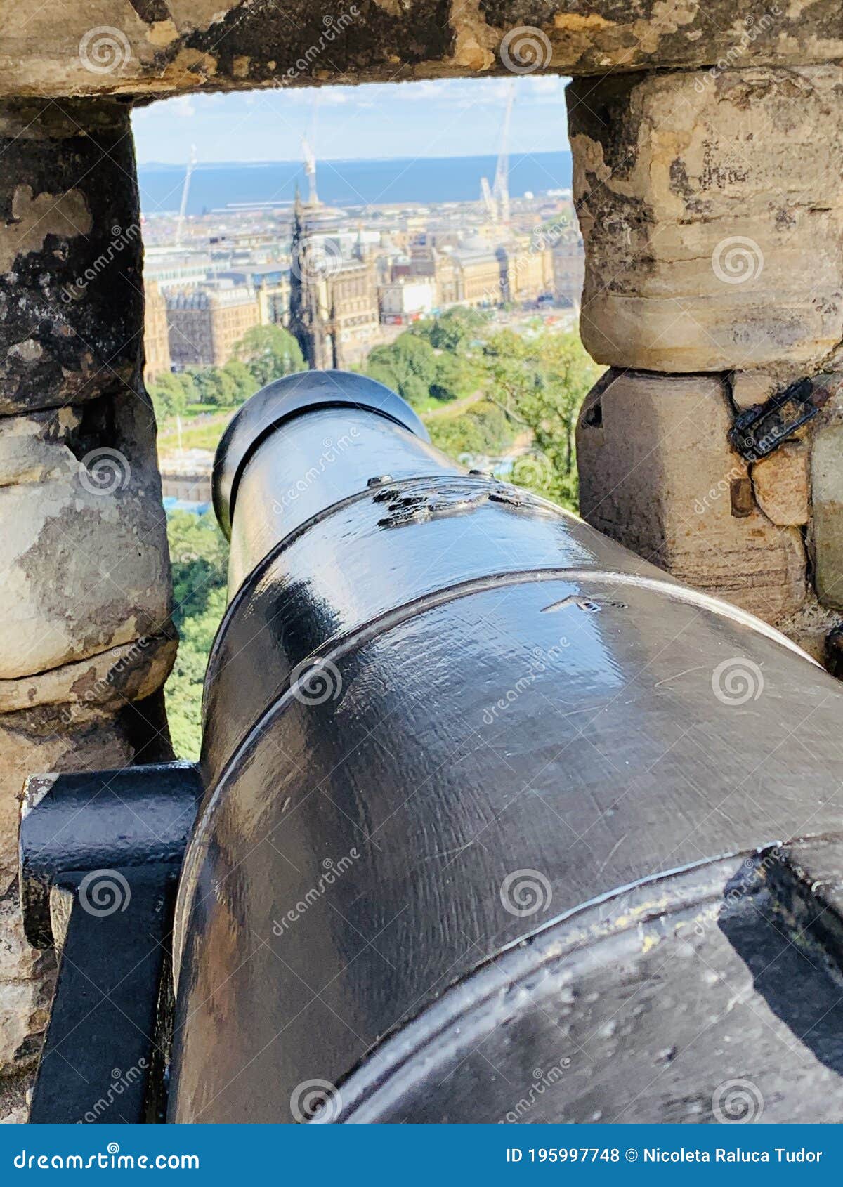 cannons of the edinburgh castle a historic fortress which dominates the skyline of the capital city of scotland, from its position