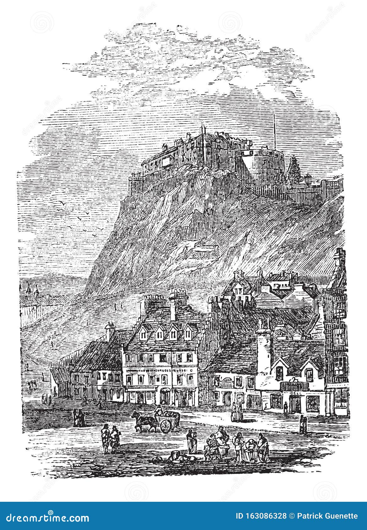 Edinburgh Castle in Scotland, Vintage Engraving Stock Vector ...