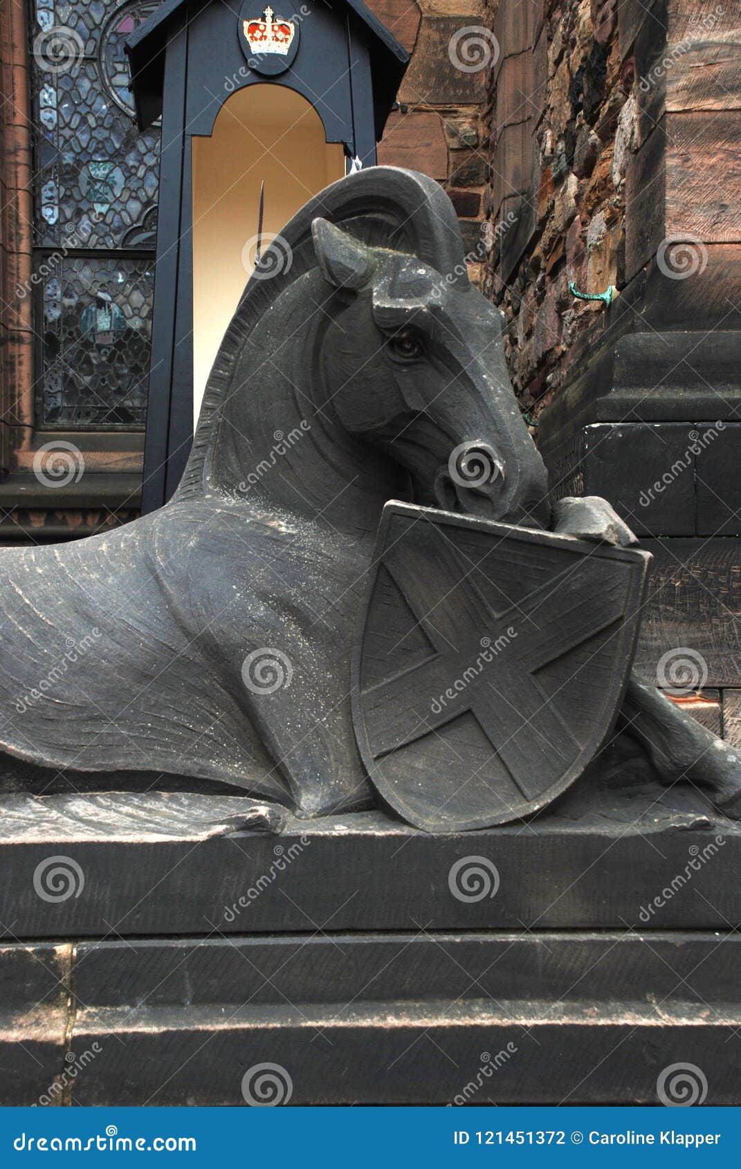 Edinburgh Castle Statue of Horse and Sheild Stock Photo Image of