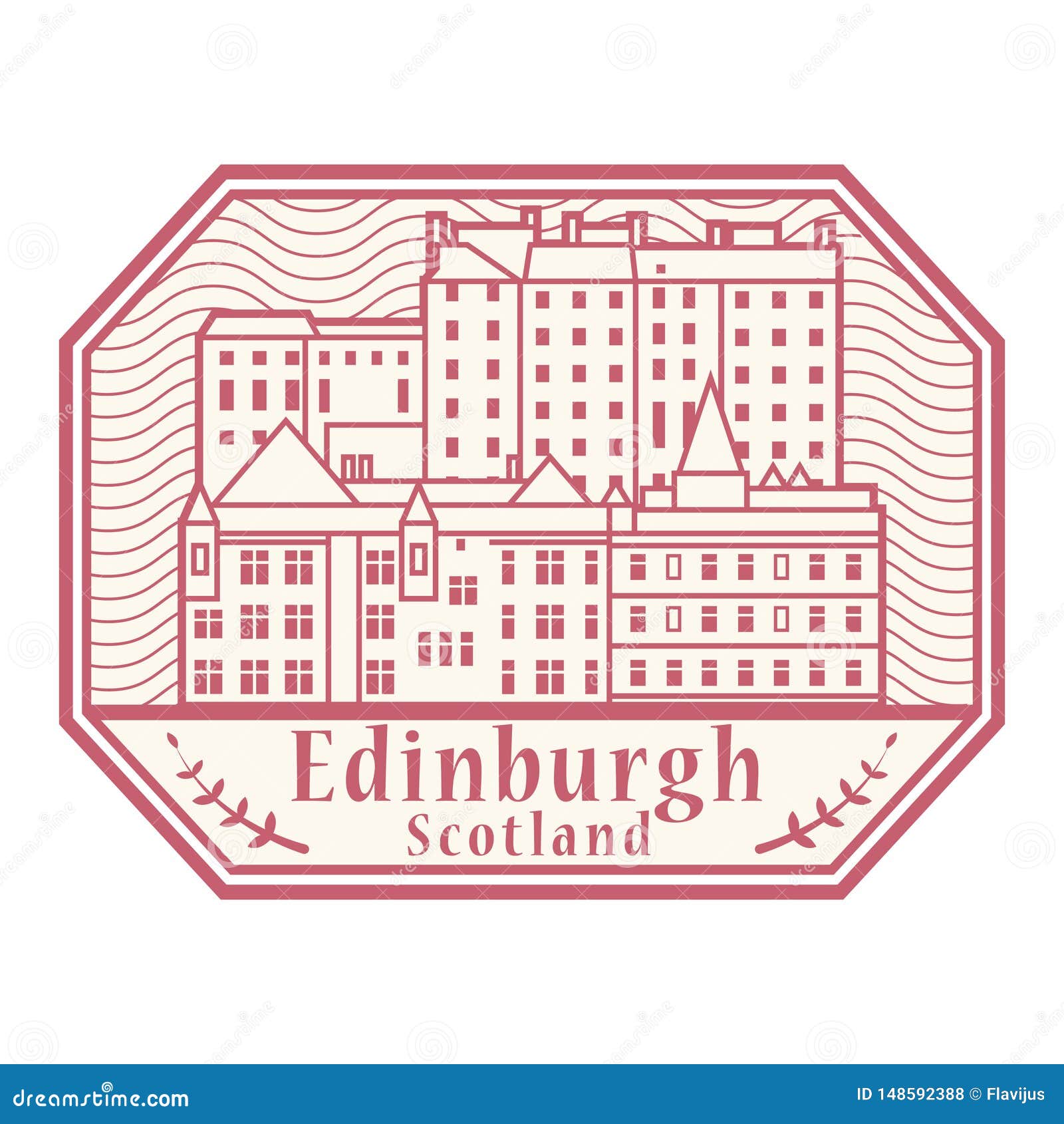 Edinburgh, Scotland stamp stock vector. Illustration of europe 148592388