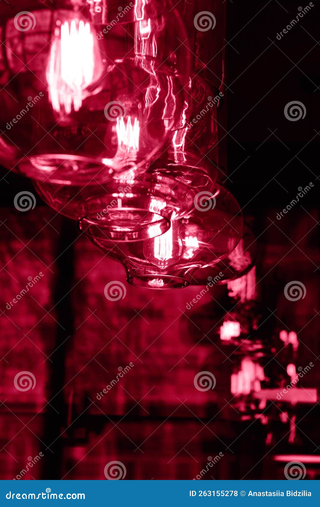 Edison Lamps in Red Color.Vertical Background,good for Text Overlay