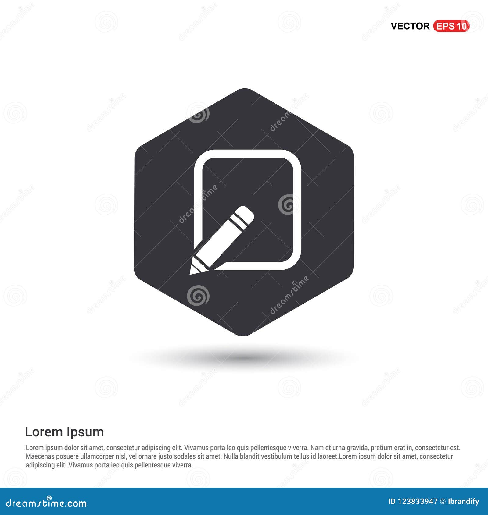 edit, pencil icon hexa white background icon template
