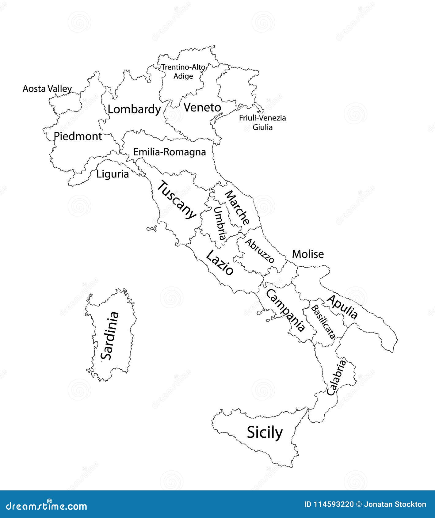 Editable Blank Vector Map of Italy. Vector Map of Italy Isolated on