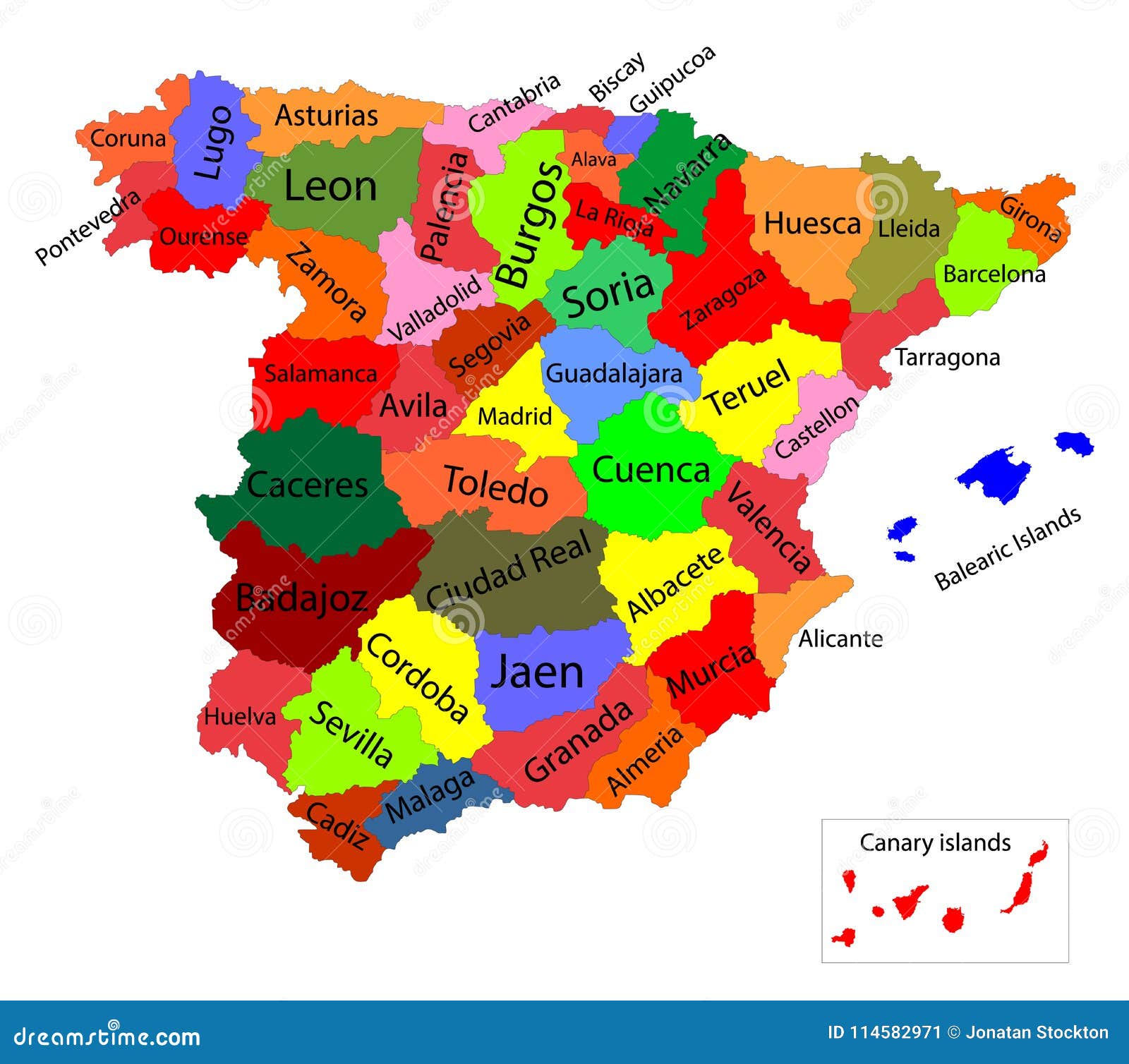 Editable Colorful Map of Spain. Autonomous Communities of Spain