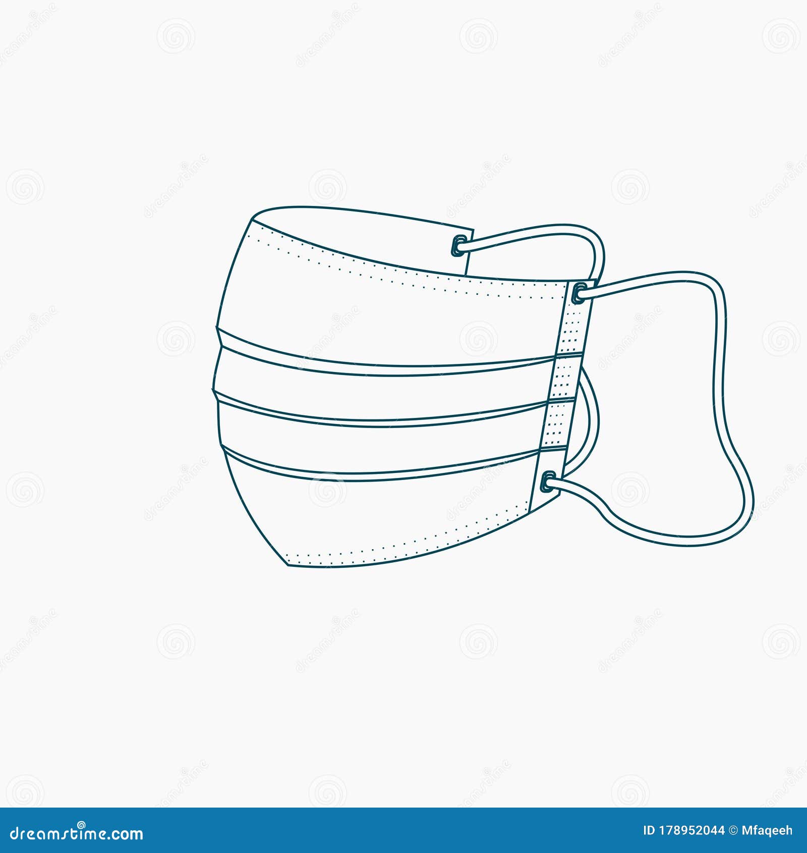 Editable Side View Shaped Medical Mask Vector Illustration in Outline ...